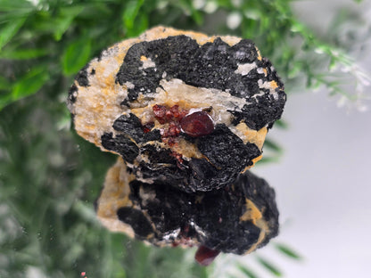 Rare Red Zircon Crystals in Feldspar & Quartz Matrix with Biotite 53x44x33mm 82g Crystal Wellness