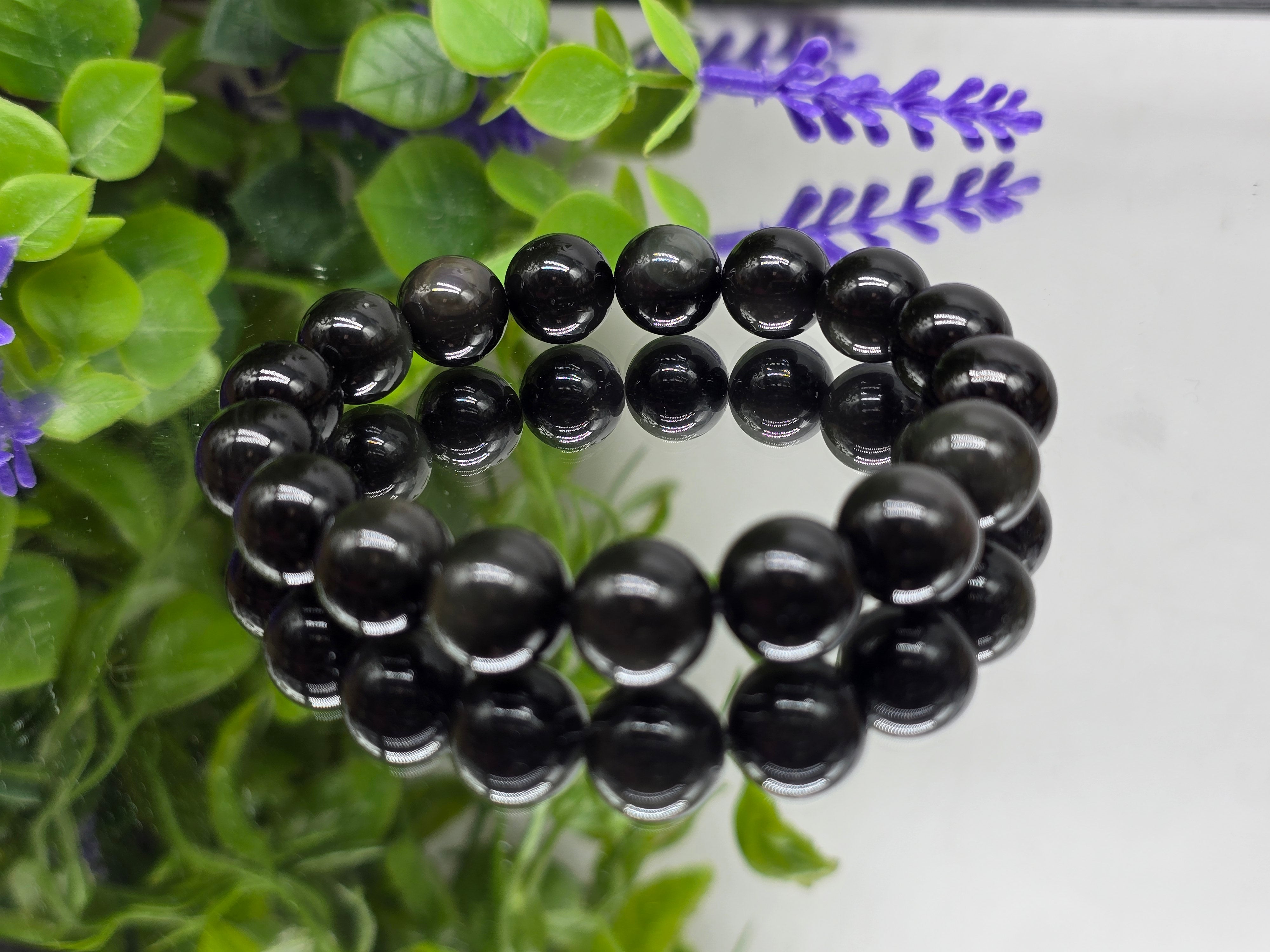 Rainbow Obsidian 12mm Beads Bracelet – Shine, Protect & Transform! Crystal Wellness