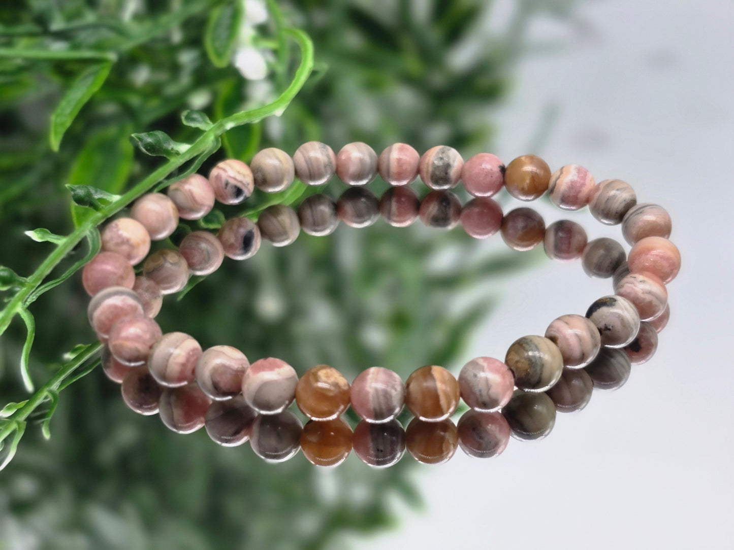 Rhodochrosite Beads Bracelet Crystal Wellness