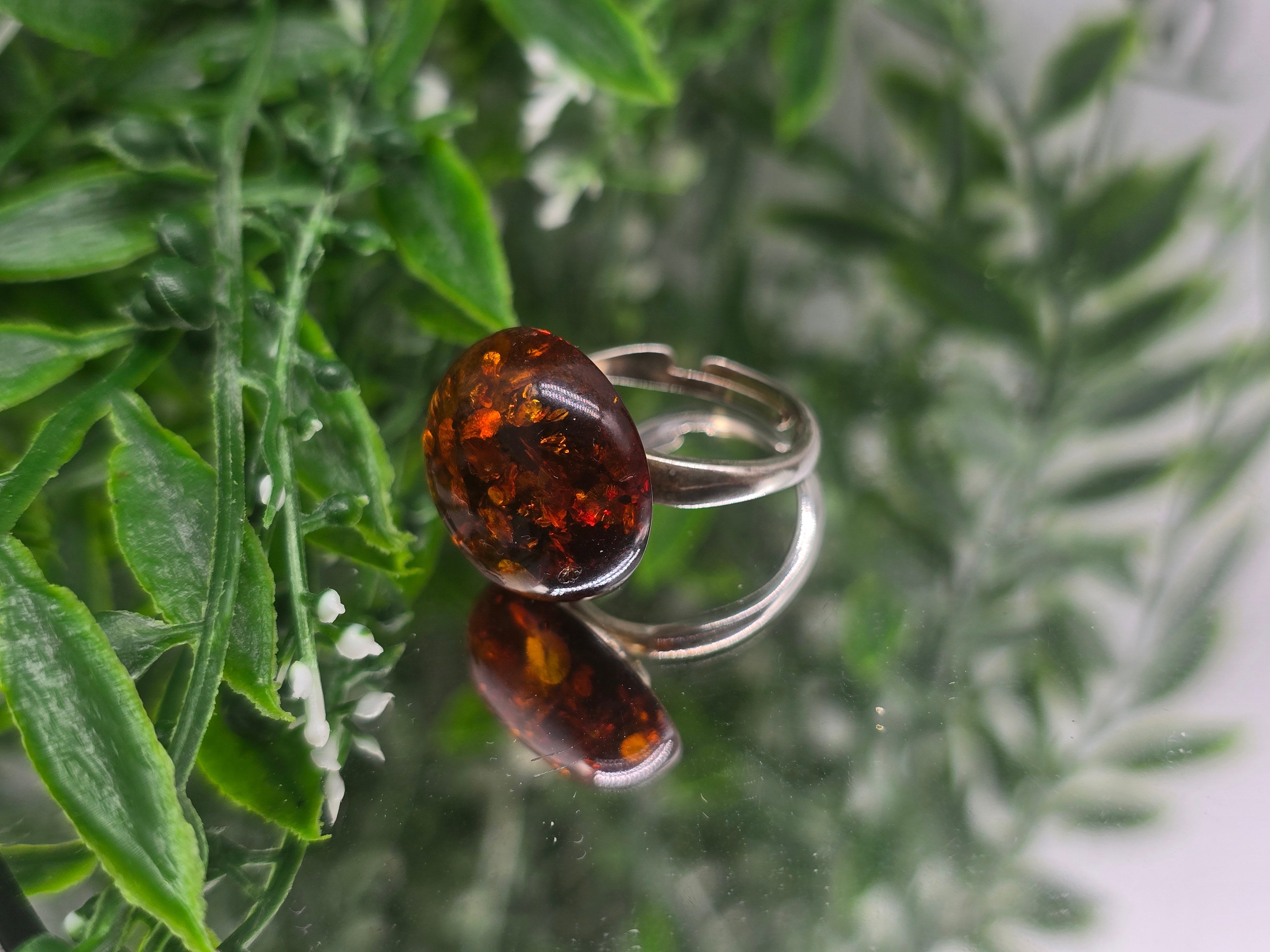 Natural Baltic Amber Ring Size 7 – Healing, Vitality & Emotional Balance Crystal Wellness