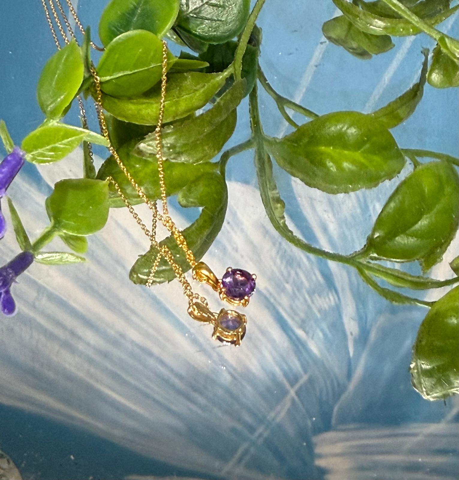 Amethyst Radiance Round Pendant in 18ct Gold Vermeil Crystal Wellness