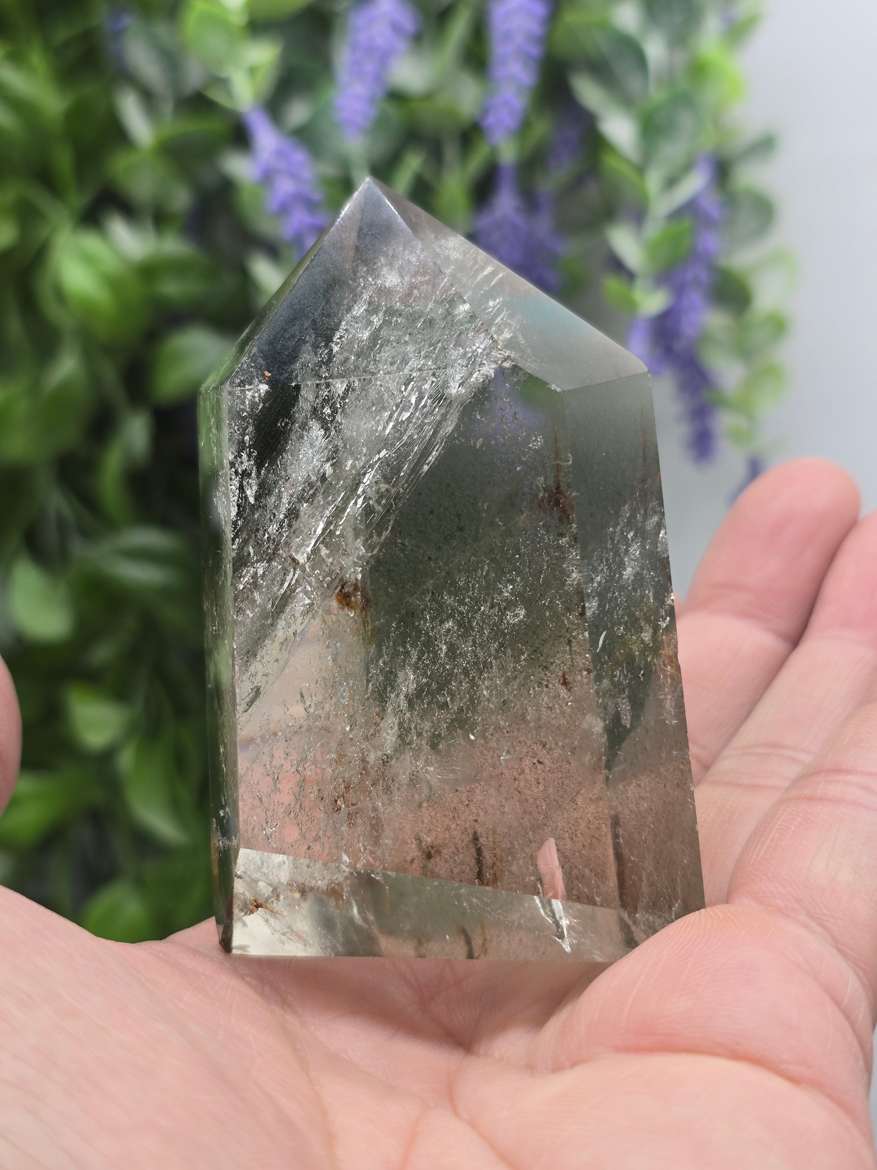 Green Phantom Quartz Point — Stone of Self-Healing, Renewal & Growth Crystal Wellness