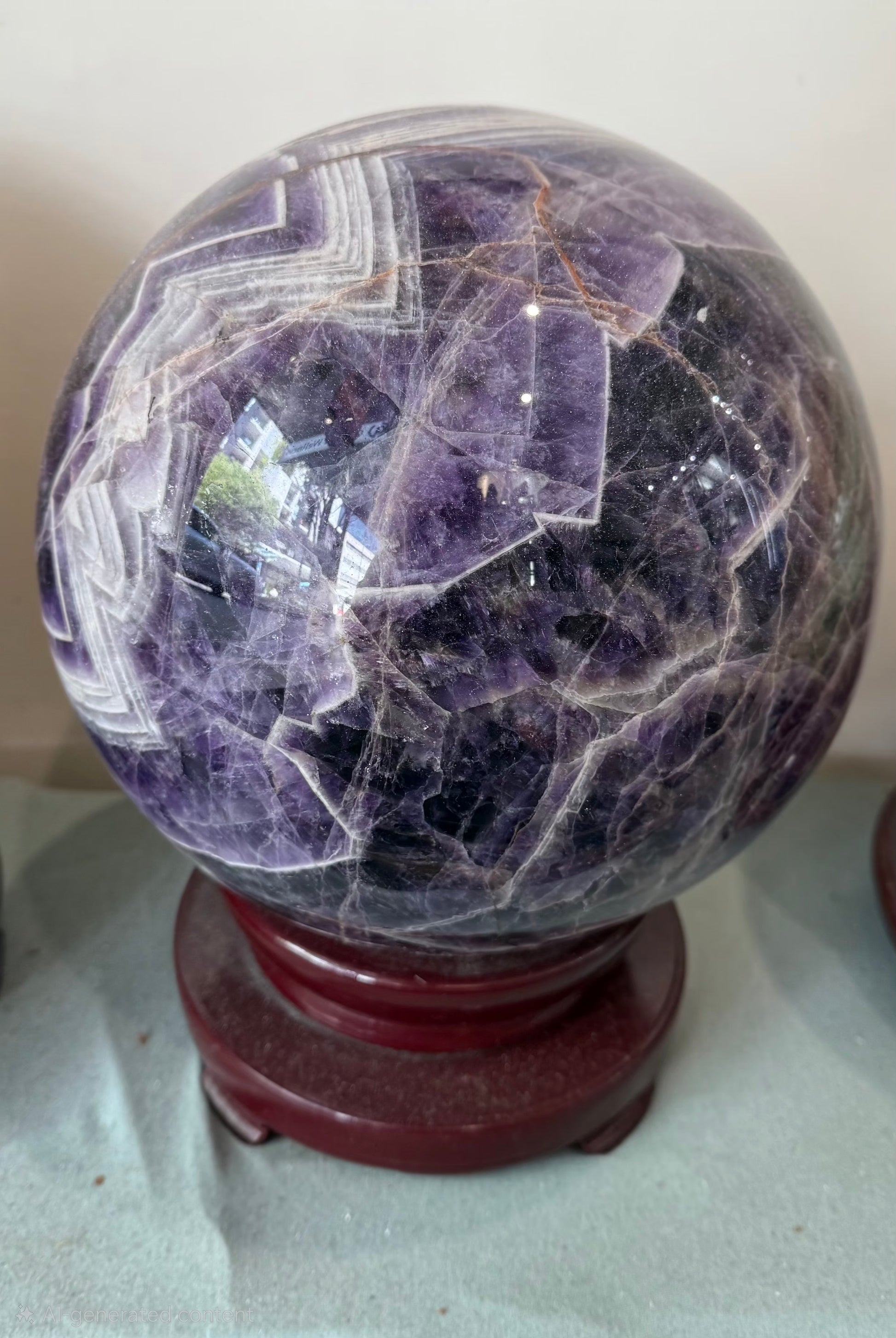 Chevron Amethyst Sphere – 22.2kg | Diameter 25cm Crystal Wellness