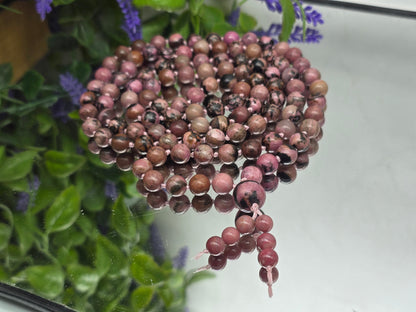 Premium Grade of Rhodonite 108 Mala Beads Necklace – Heart Healing & Emotional Balance Crystal Crystal Wellness