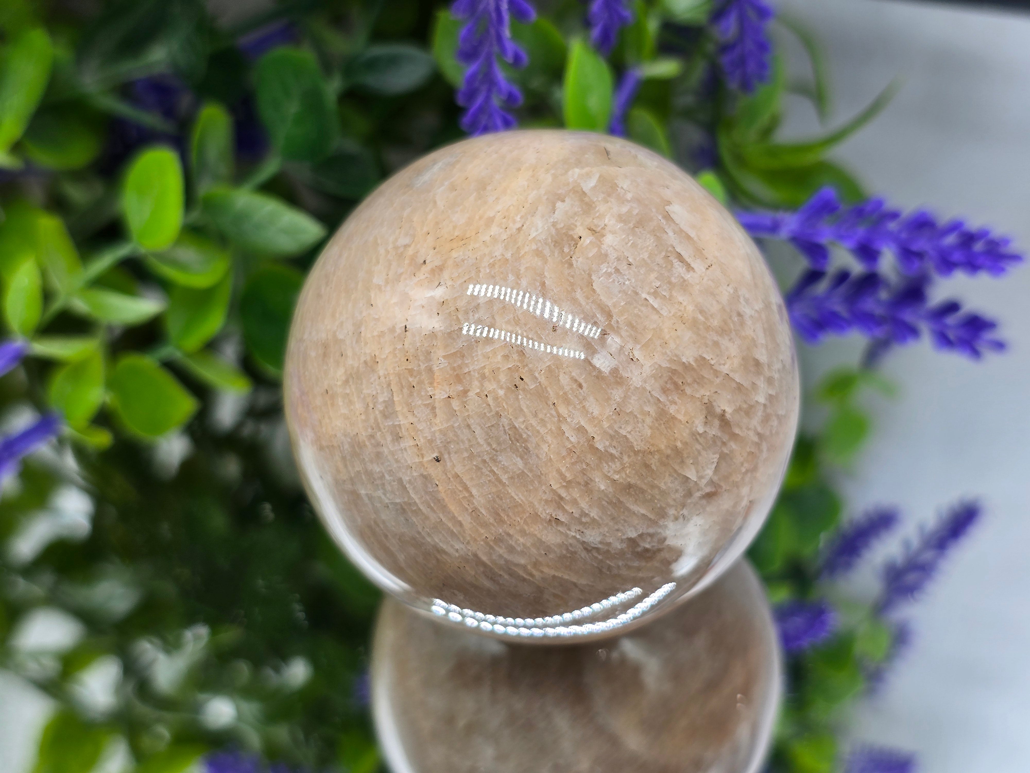 Peach Moonstone Sphere – Stone of Divine Feminine Calm & Emotional Renewal Crystal Wellness