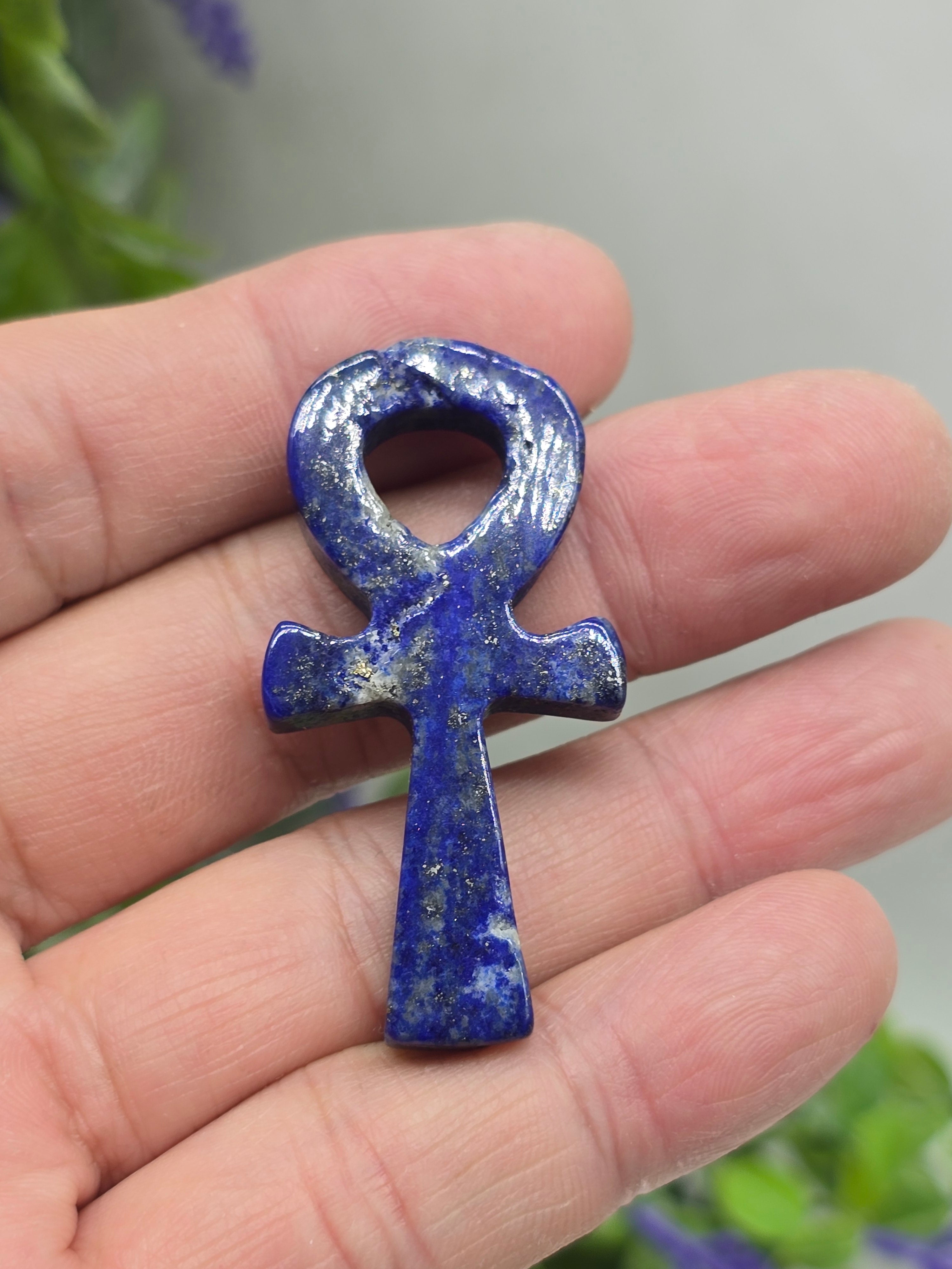Lapis Lazuli Egyptian Ankh (Stone of Eternal Life, Truth & Divine Wisdom) 5x2.5cm Crystal Wellness