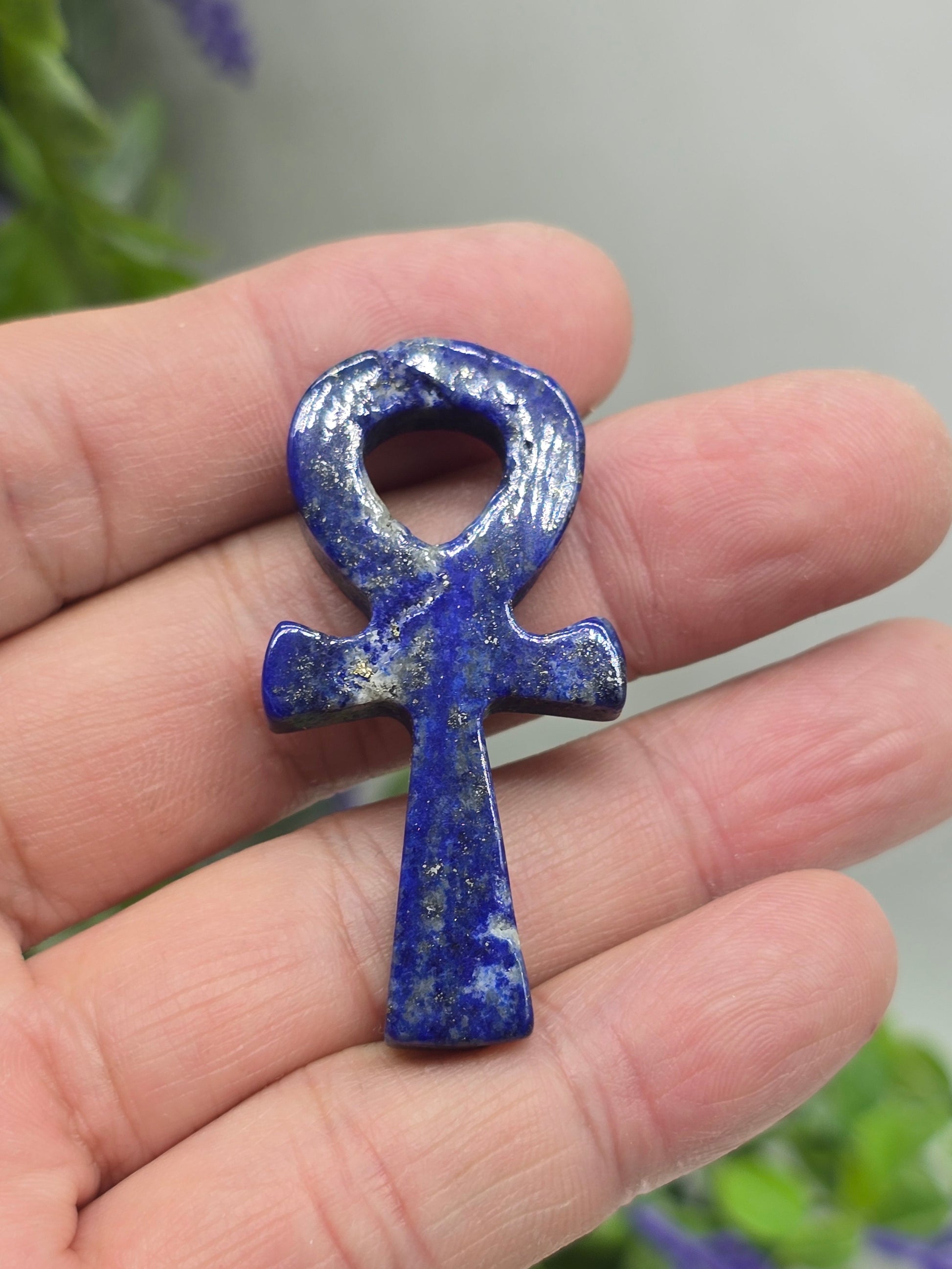 Lapis Lazuli Egyptian Ankh (Stone of Eternal Life, Truth & Divine Wisdom) 5x2.5cm Crystal Wellness