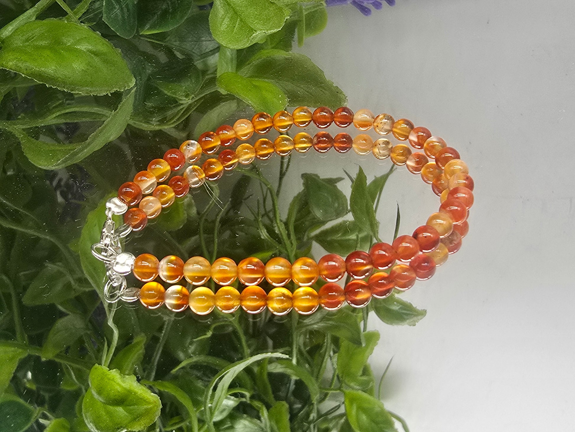 Carnelian 4mm 925 Silver Bracelet – Vitality, Confidence, Creativity Boost Crystal Crystal Wellness