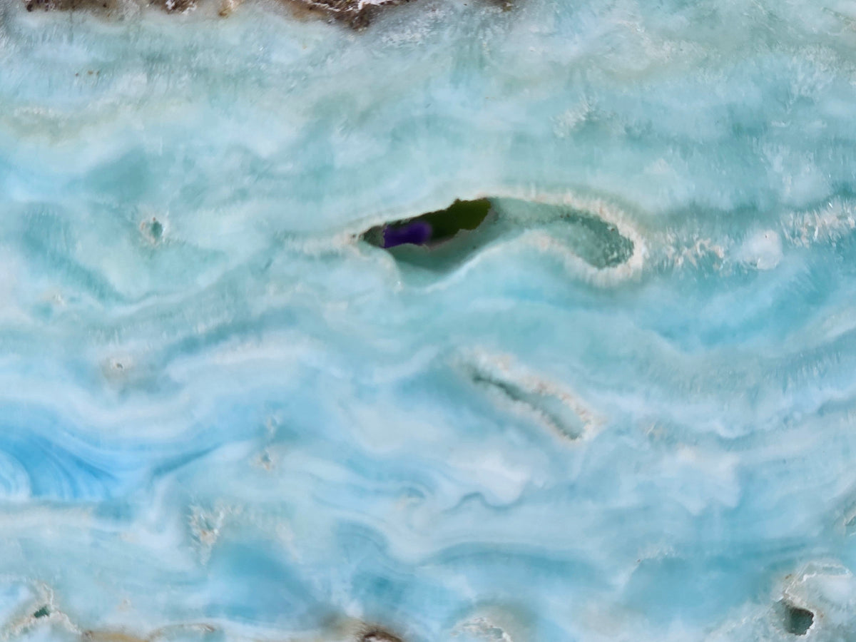 Caribbean Blue Calcite Slab |Stone of Emotional Healing & Calm Communication | 14x7cm Crystal Wellness