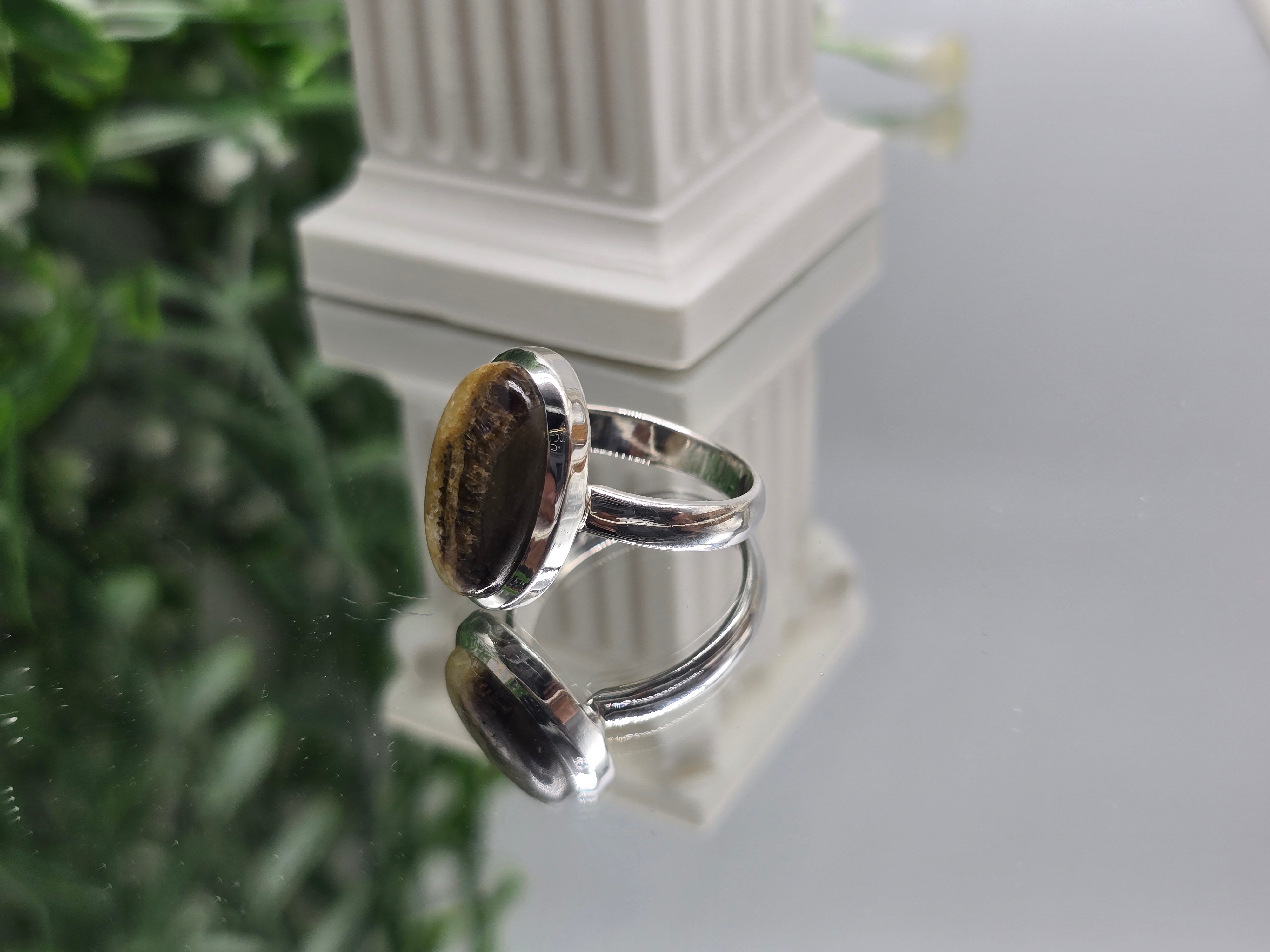 Septarian “Stone of the Dragon” Protection & Grounding Ring – 925 Sterling Silver Crystal Wellness
