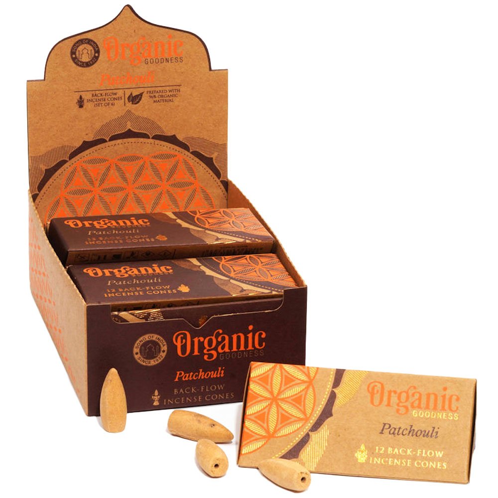 Organic Goodness Back Flow Incense – Patchouli | 12 Cones Organic Goodness