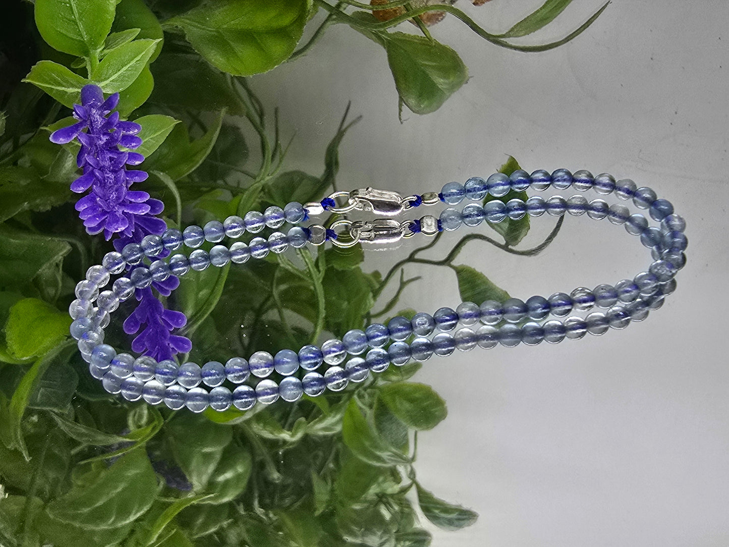 Natural Aquamarine 3mm Beads 925 Sterling Silver Bracelet – Calm, Clarity & Emotional Balance Crystal Wellness