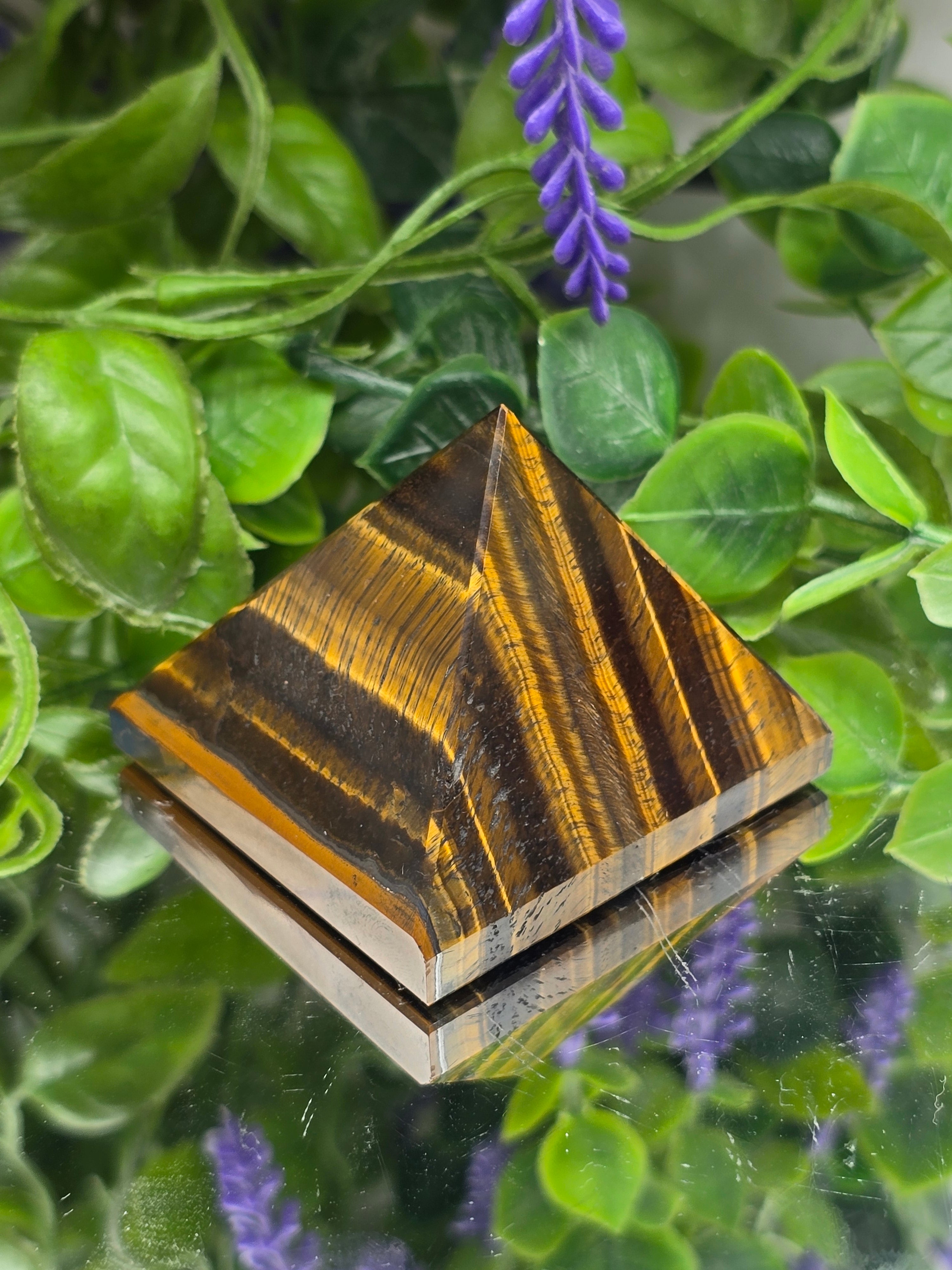 Gold Tiger’s Eye Pyramid — Stone of Stabilising, Grounding & Protection Crystal Wellness