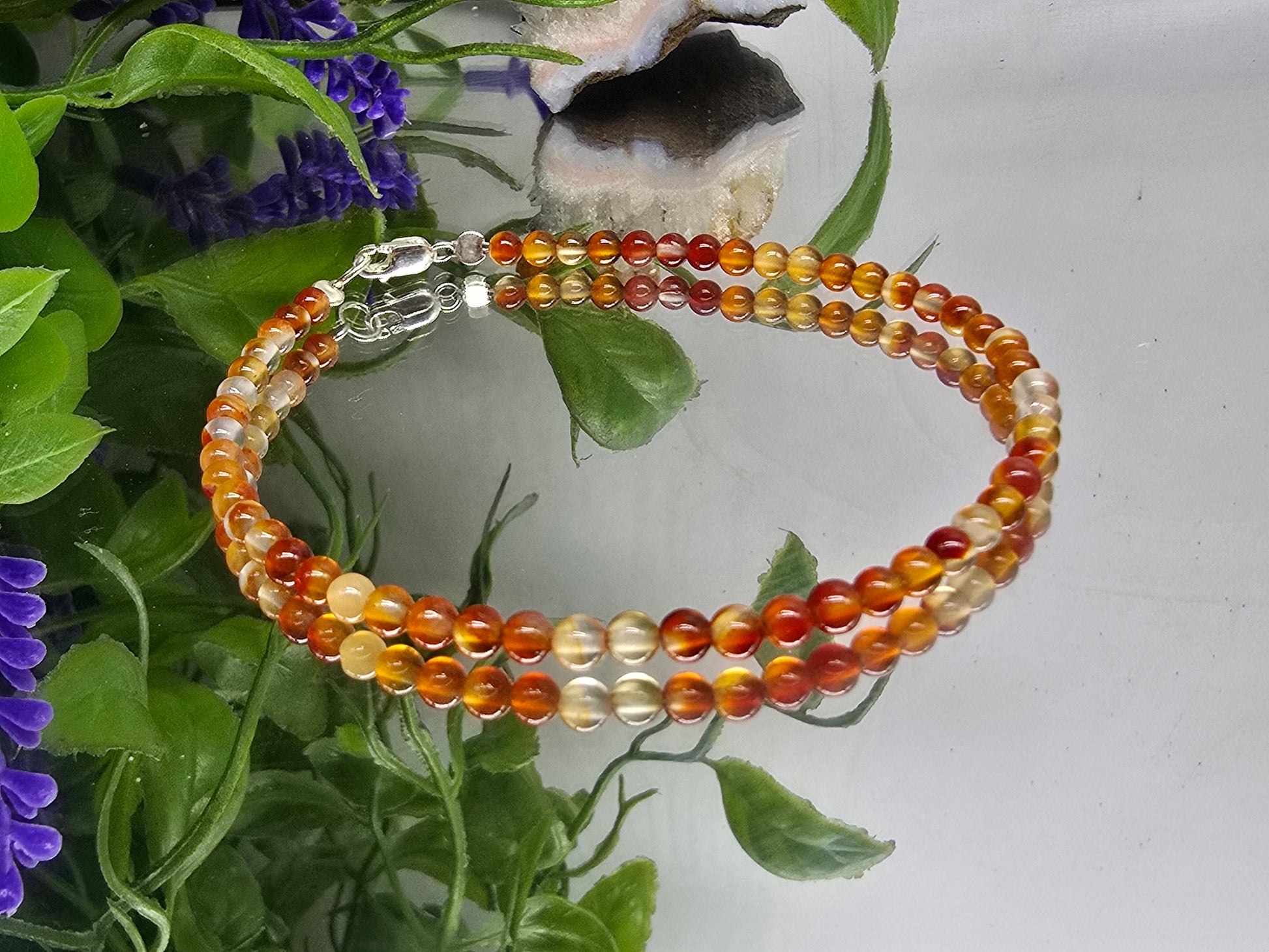 Carnelian 3mm 925 Silver Bracelet – Vitality, Confidence, Creativity Boost Crystal Crystal Wellness