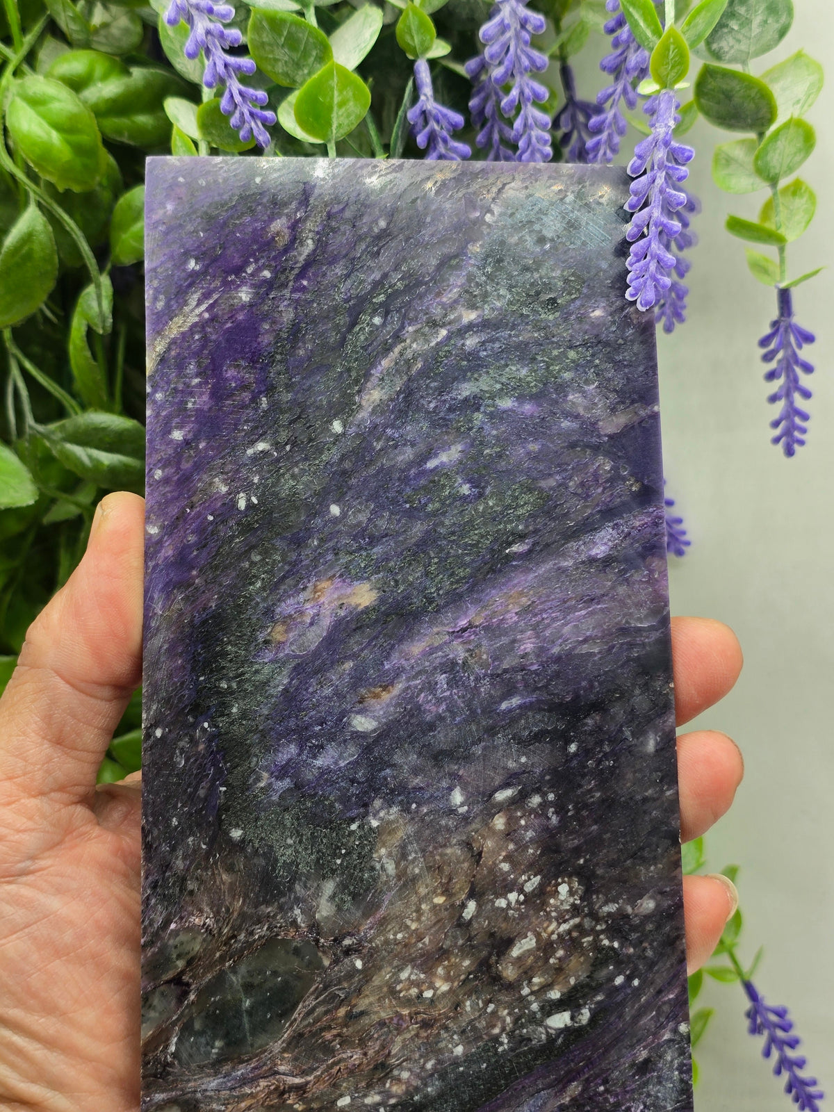 Natural Charoite Slab – Stone of Transformation, Spiritual Growth & Inner Strength Crystal Wellness