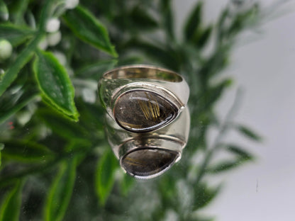 Golden Rutilated Quartz 925 Sterling Silver Ring – Size 9 Crystal Wellness