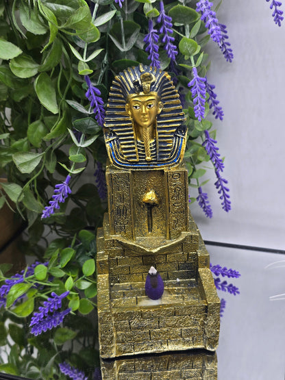 Egyptian Pharaoh Incense Cone Waterfall Holder – Sacred Wisdom & Ancient Protection Decor (20 × 10 × 9 cm) Crystal Wellness