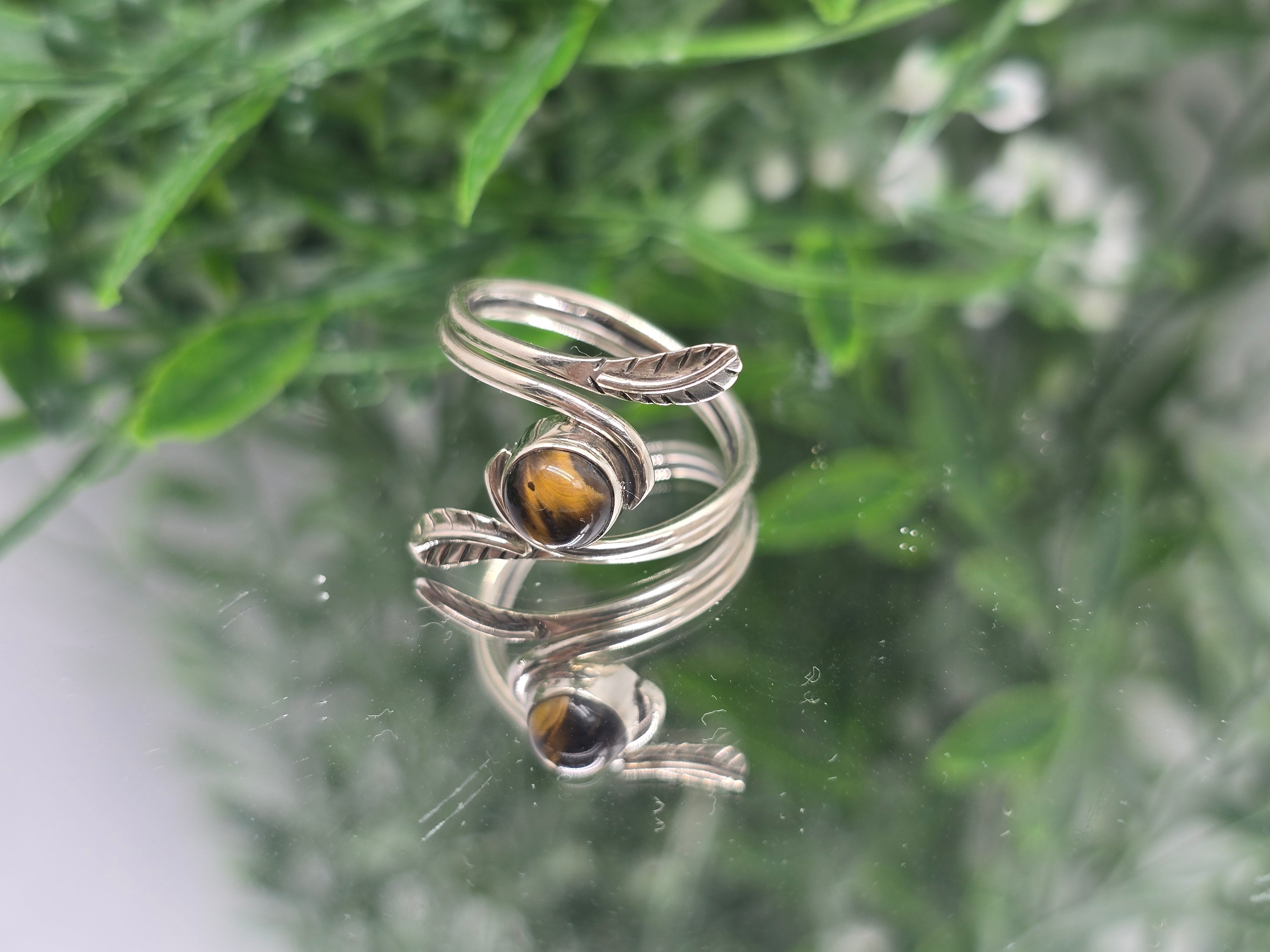 Tiger’s Eye 925 Sterling Silver Ring – Courage, Strength & Grounding Crystal Jewelry (Size 8.5) Crystal Wellness