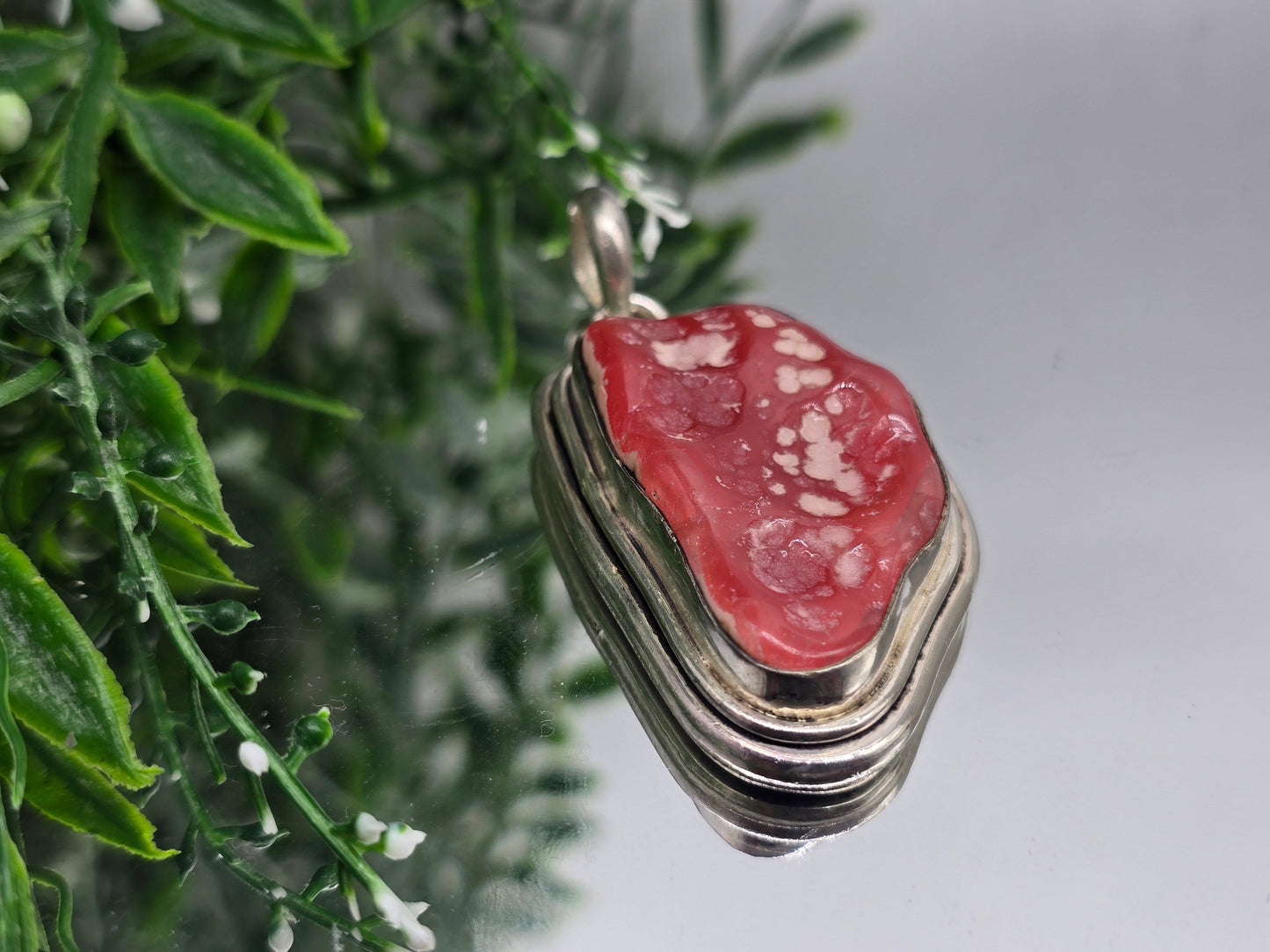 Rhodochrosite Sterling Silver Pendant | Stone of Love, Compassion & Emotional Healing Crystal Wellness