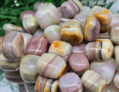 Pink Banded Onyx Tumbled Stone – Stone of Emotional Strength, Self-Love & Grounding Crystal Wellness