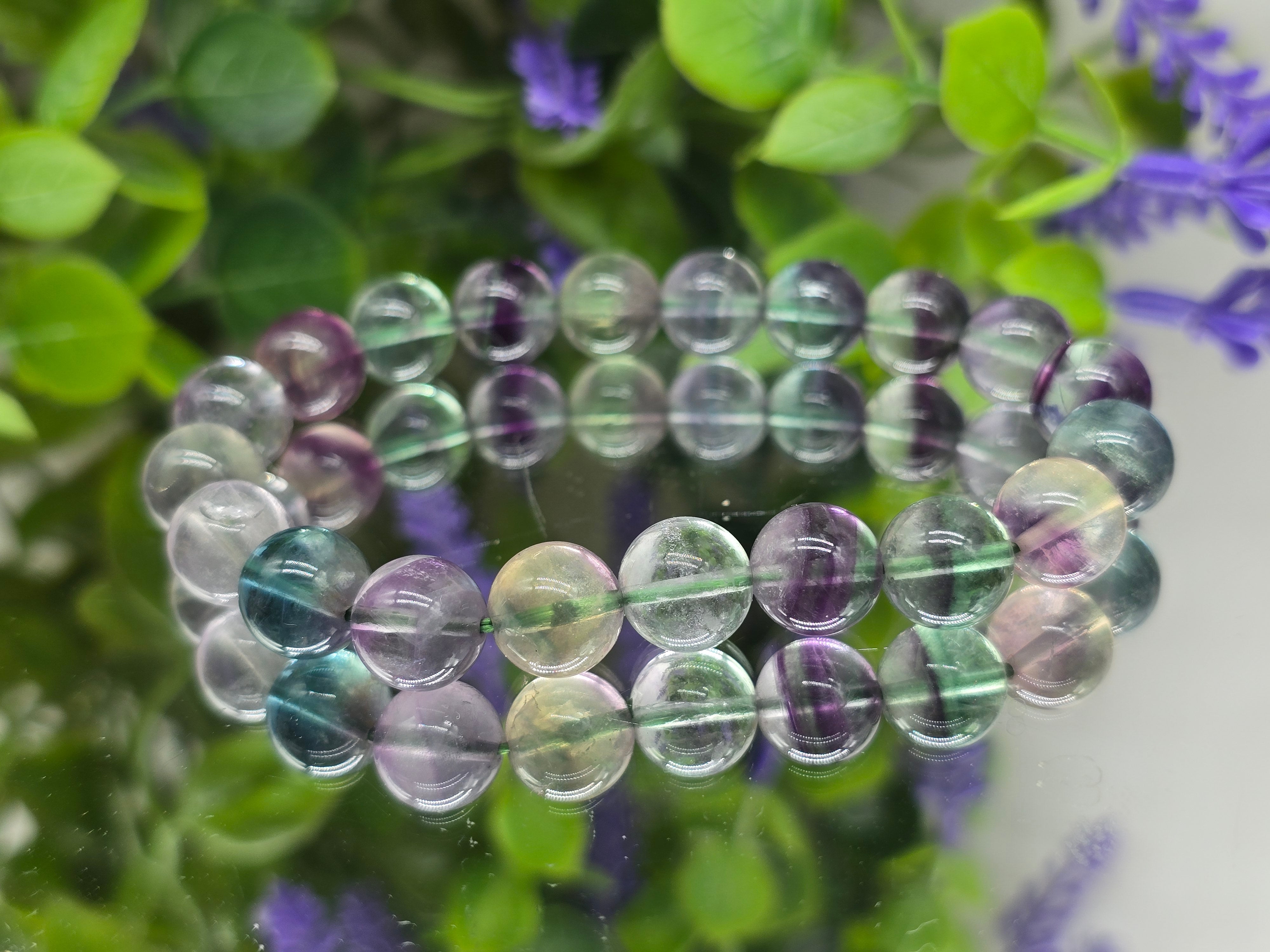 Natural Rainbow Fluorite Beads Bracelet – Clarity, Focus & Concentration Crystal Wellness