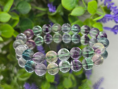 Natural Rainbow Fluorite Beads Bracelet – Clarity, Focus & Concentration Crystal Wellness