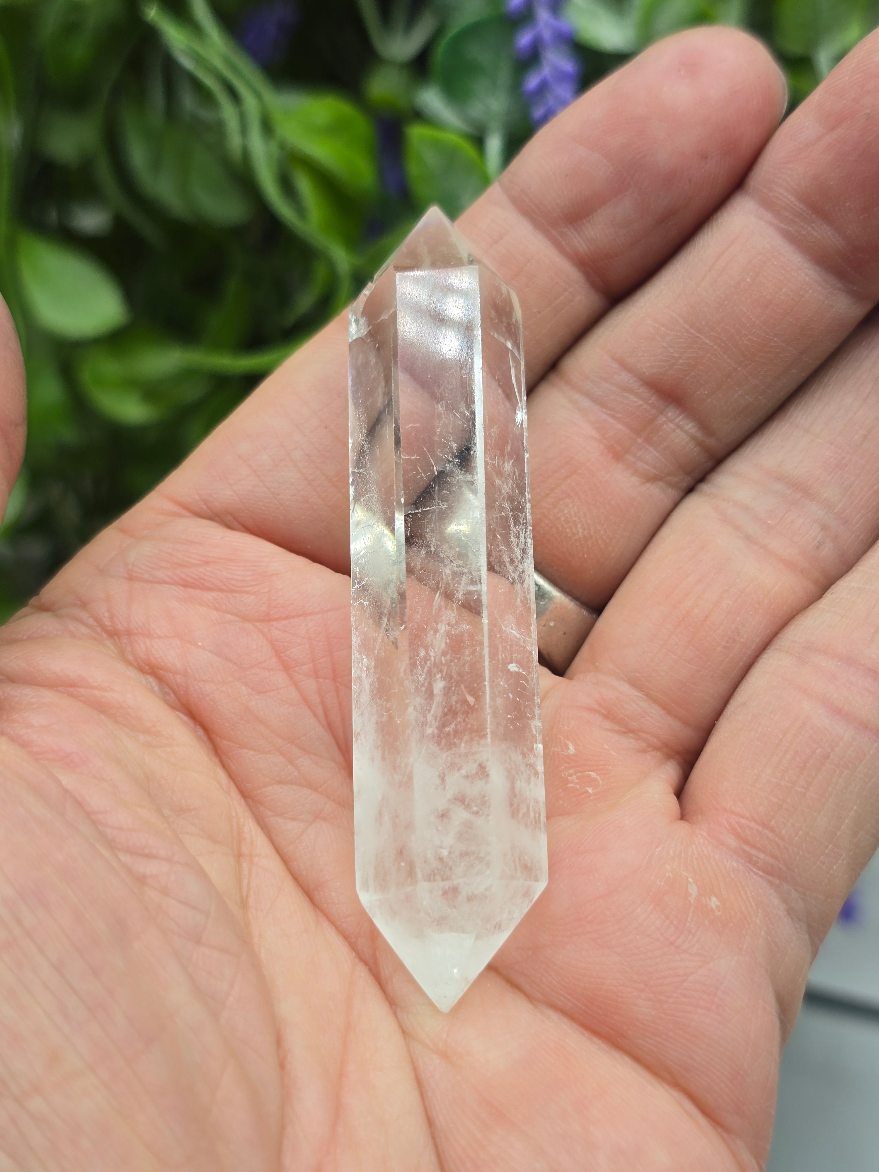 Premium Brazilian Clear Quartz Double-Terminated Crystal Point | High-Grade Polished Quartz Wand | Stone of Clarity, Amplification & Divine Light Crystal Wellness