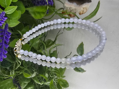 Blue Lace Agate 3mm Sterling Silver Bracelet – Calming, Healing & Communication Jewelry Crystal Wellness