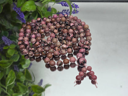 Premium Grade of Rhodonite 108 Mala Beads Necklace – Heart Healing & Emotional Balance Crystal Crystal Wellness
