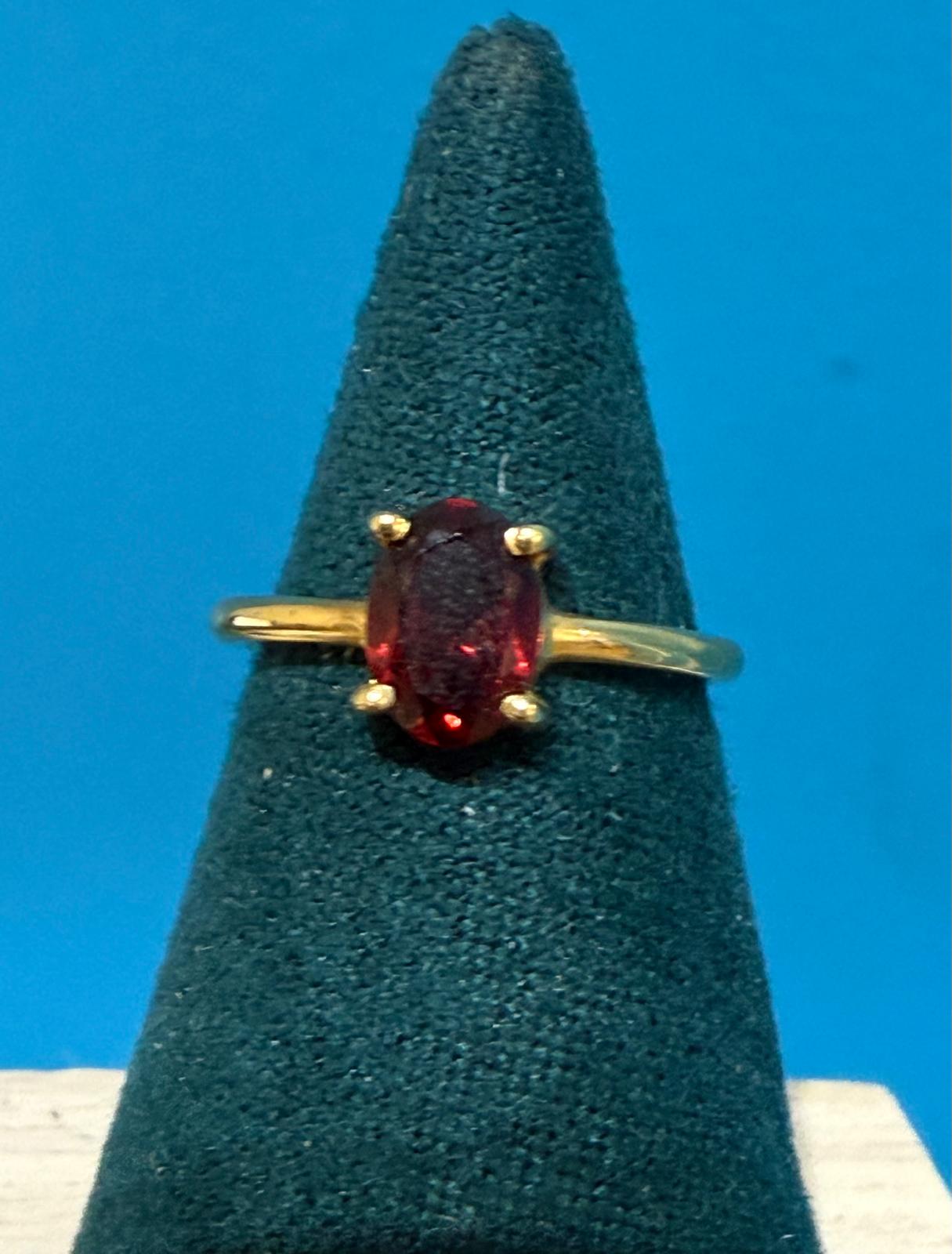 Garnet 925 Sterling Silver Ring Size 7 Crystal Wellness