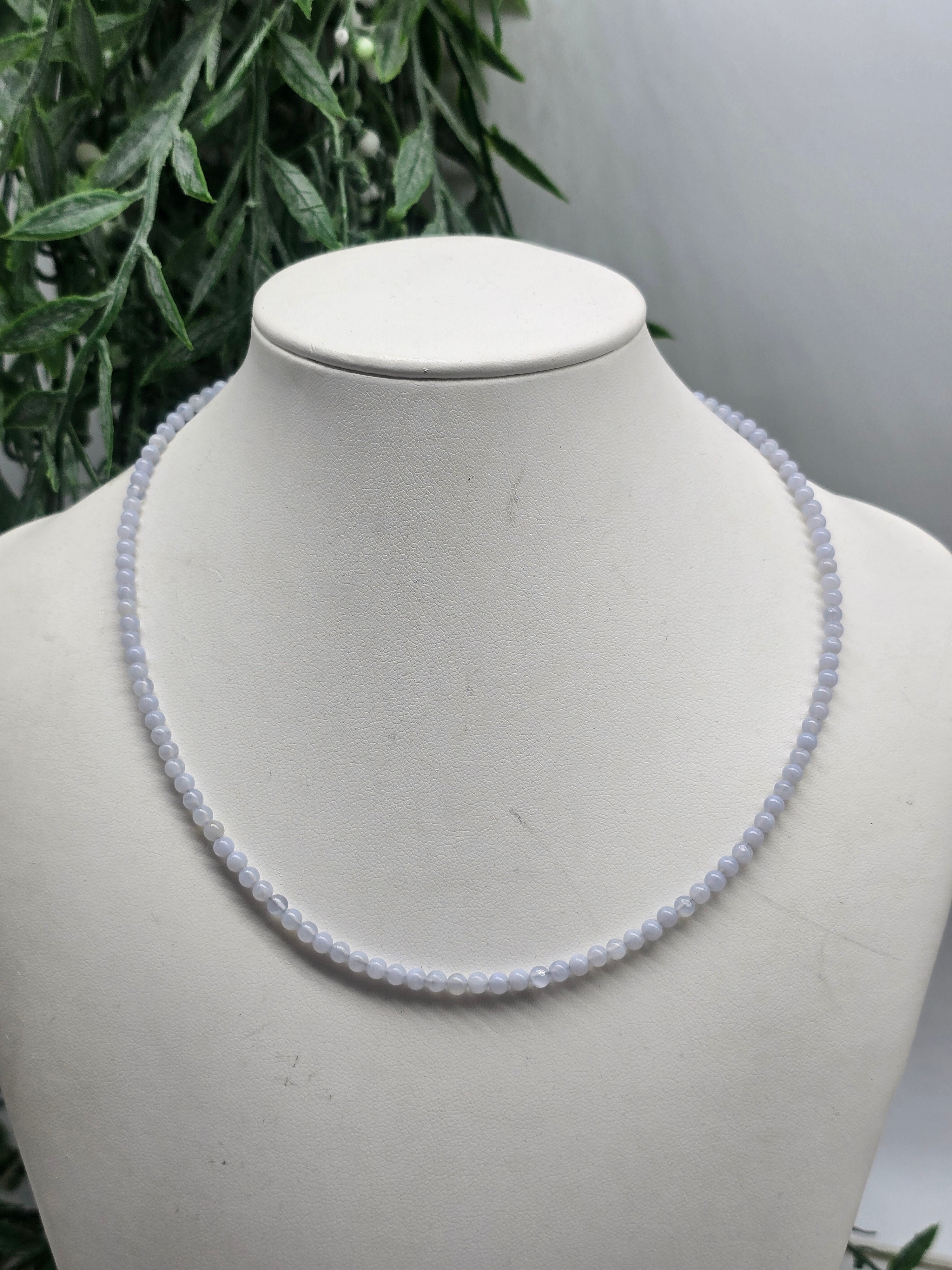 Blue Lace Agate Necklace for Throat Chakra Calming Energy and Enhanced Communication Crystal Wellness