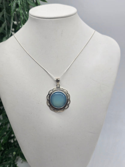 Blue Chalcedony 925 Silver Pendant – Harmony, Calm & Gentle Communication Crystal Wellness