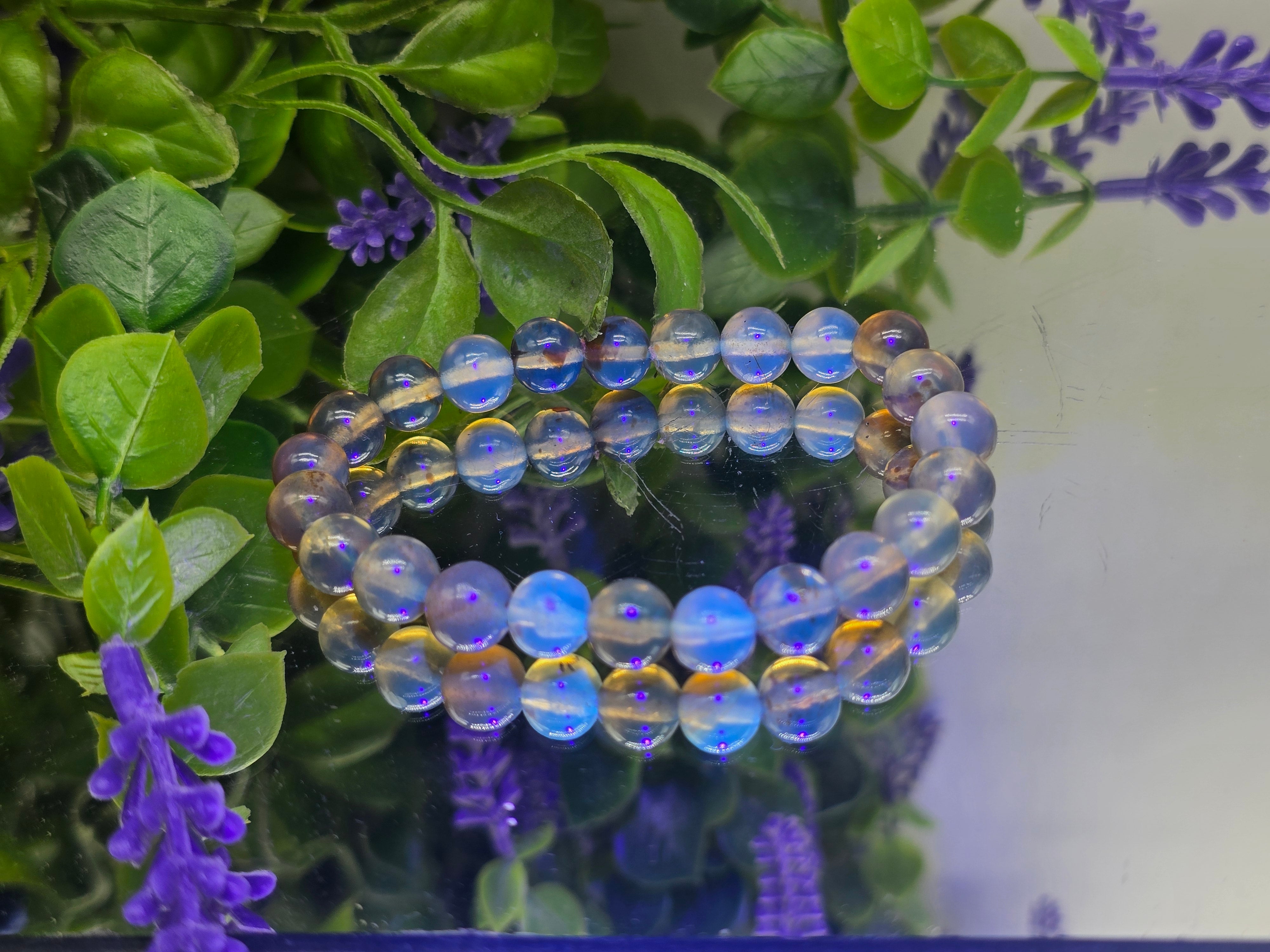 Premium Blue Amber Bracelet — Stone of Protection, Vitality & Positive Energy Crystal Wellness