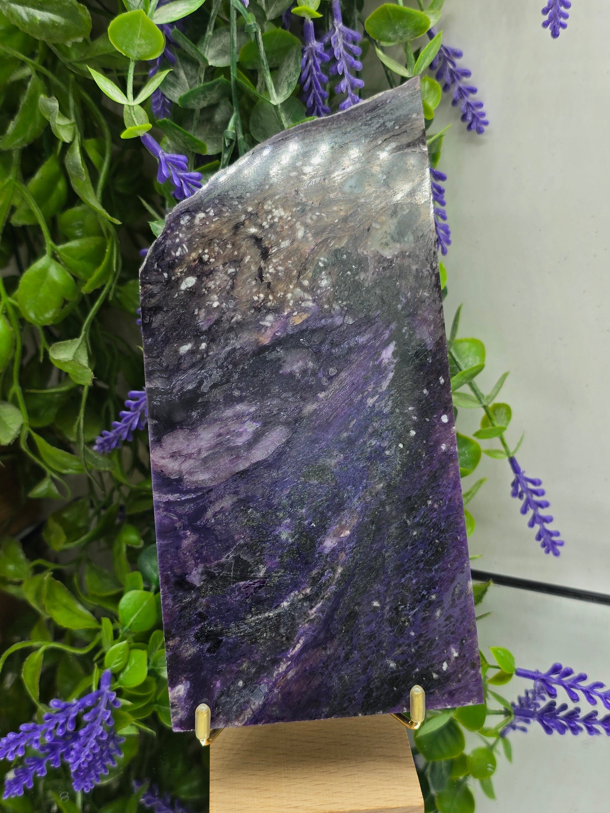 Natural Charoite Slab – Stone of Dragon, Spiritual Growth & Inner Strength Crystal Wellness