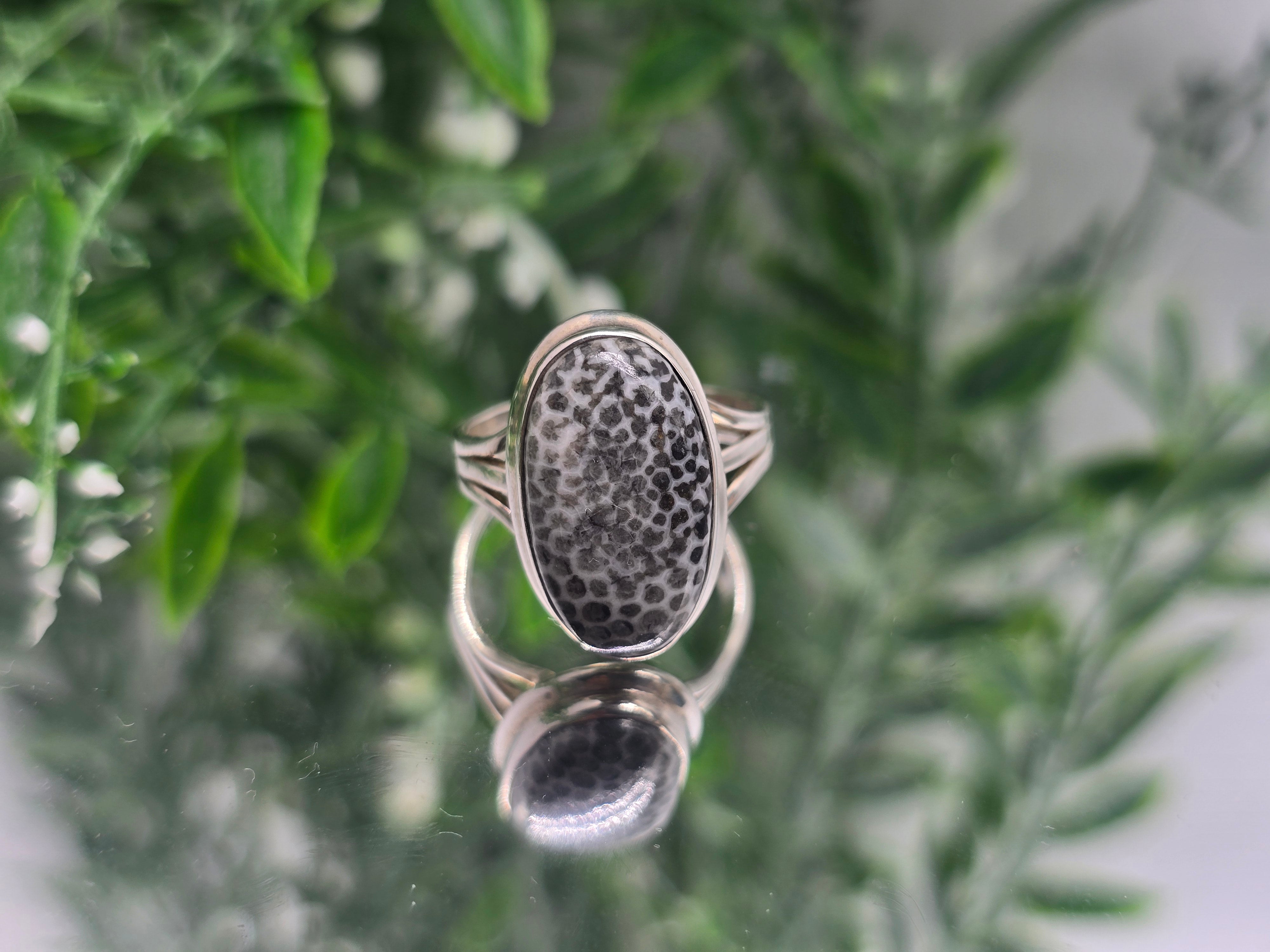 Black Coral Sterling Silver Ring “Deep Protection” – Size 8.5 | Strength, Grounding & Energy Shield Crystal Jewelry Crystal Wellness