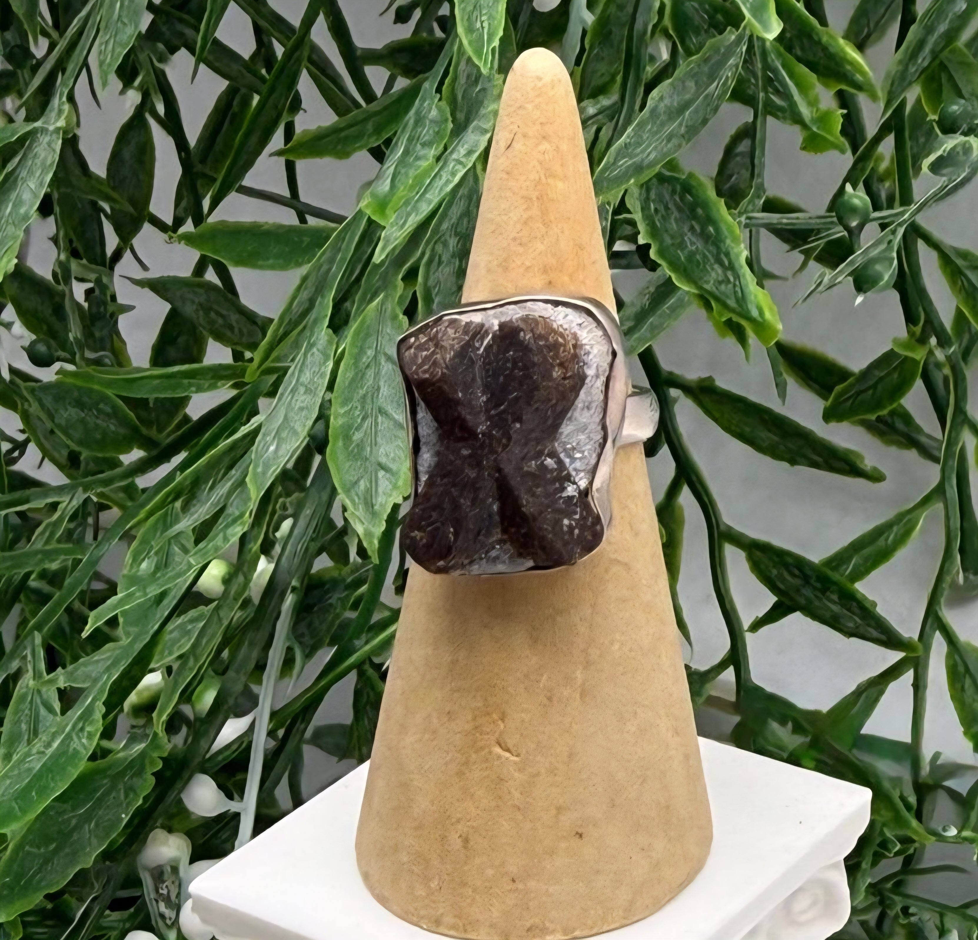 Natural Staurolite Cross 925 Sterling Silver Ring Size 6.5 (Stone of Protection & Divine Alignment) Crystal Wellness
