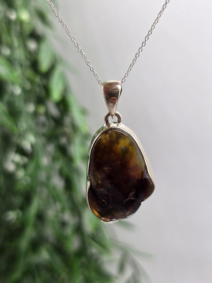 Mexican Fire Agate Sterling Silver Pendant – Stone of Protection, Courage & Inner Fire Crystal Wellness