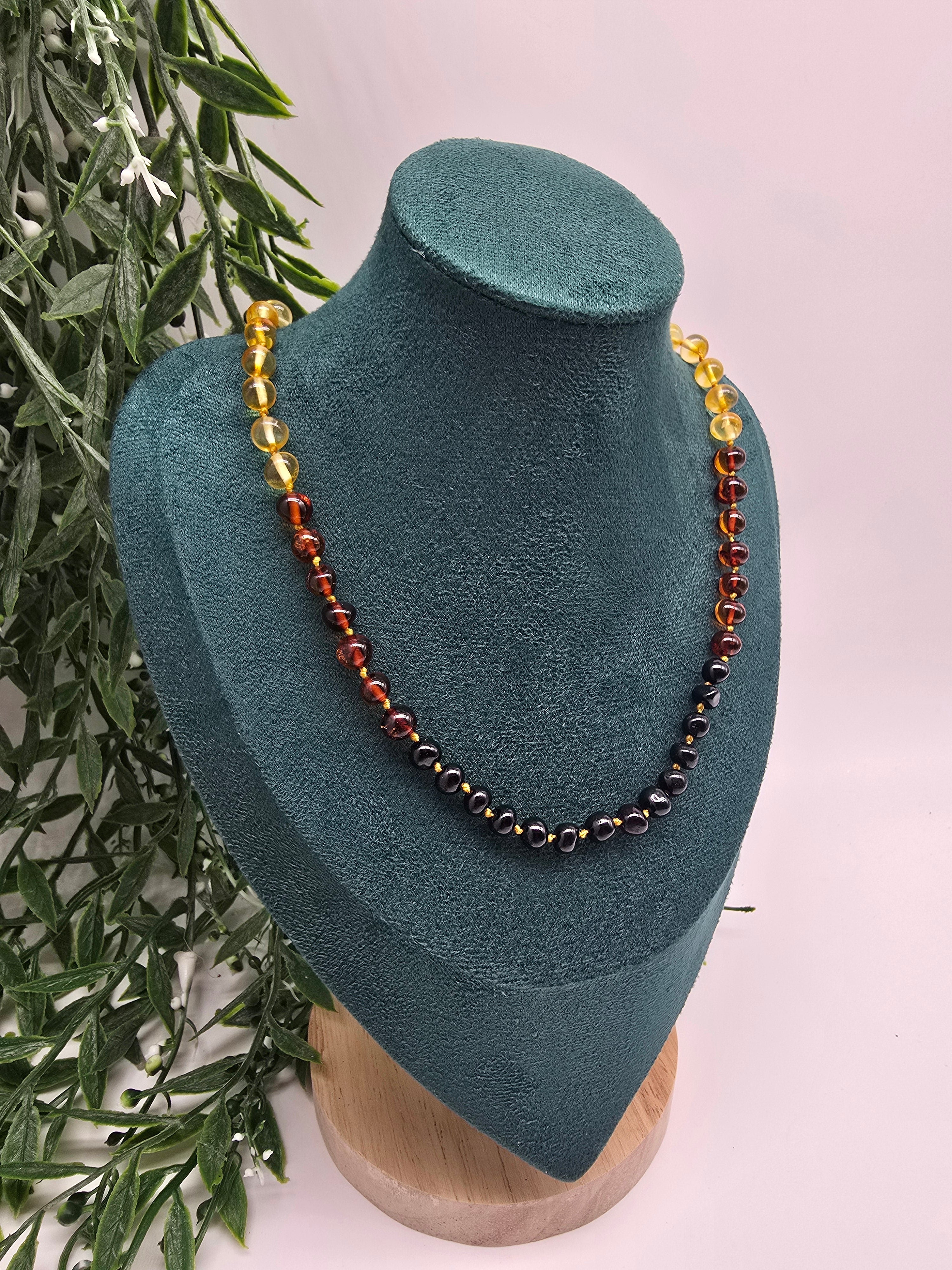 Baroque Rainbow Natural Amber Adult Necklace High Grade Crystal Wellness