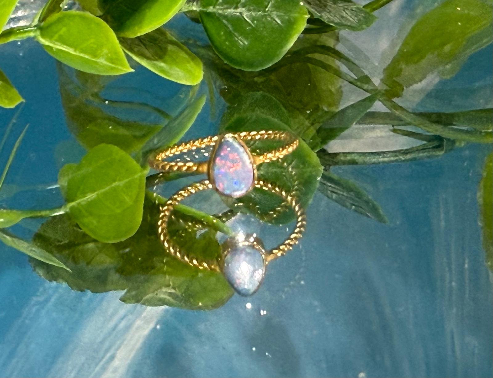 Australian Opal Pear Cut 22 Carat Gold Ring – Size 7 Crystal Wellness
