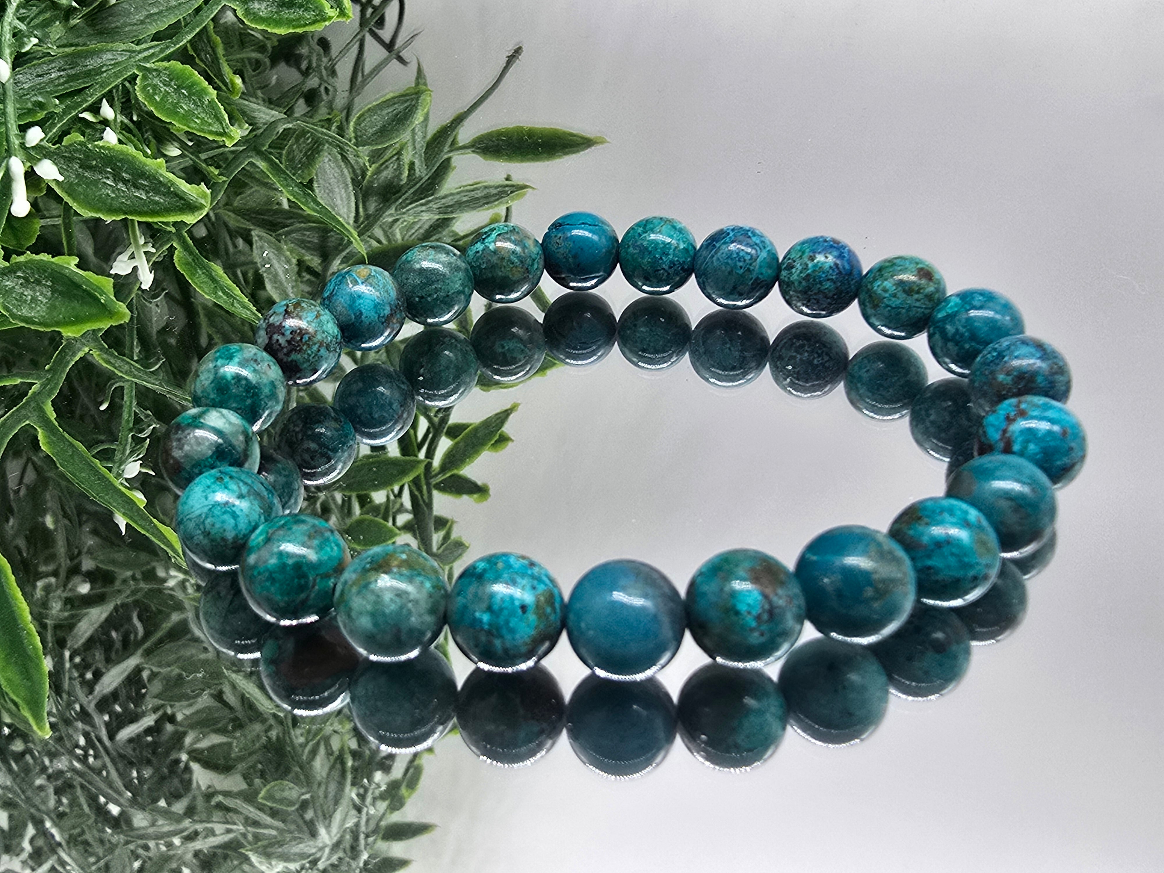 Chrysocolla High Grade 8mm Beads Bracelet (Stone of Calm Communication & Emotional Balance)