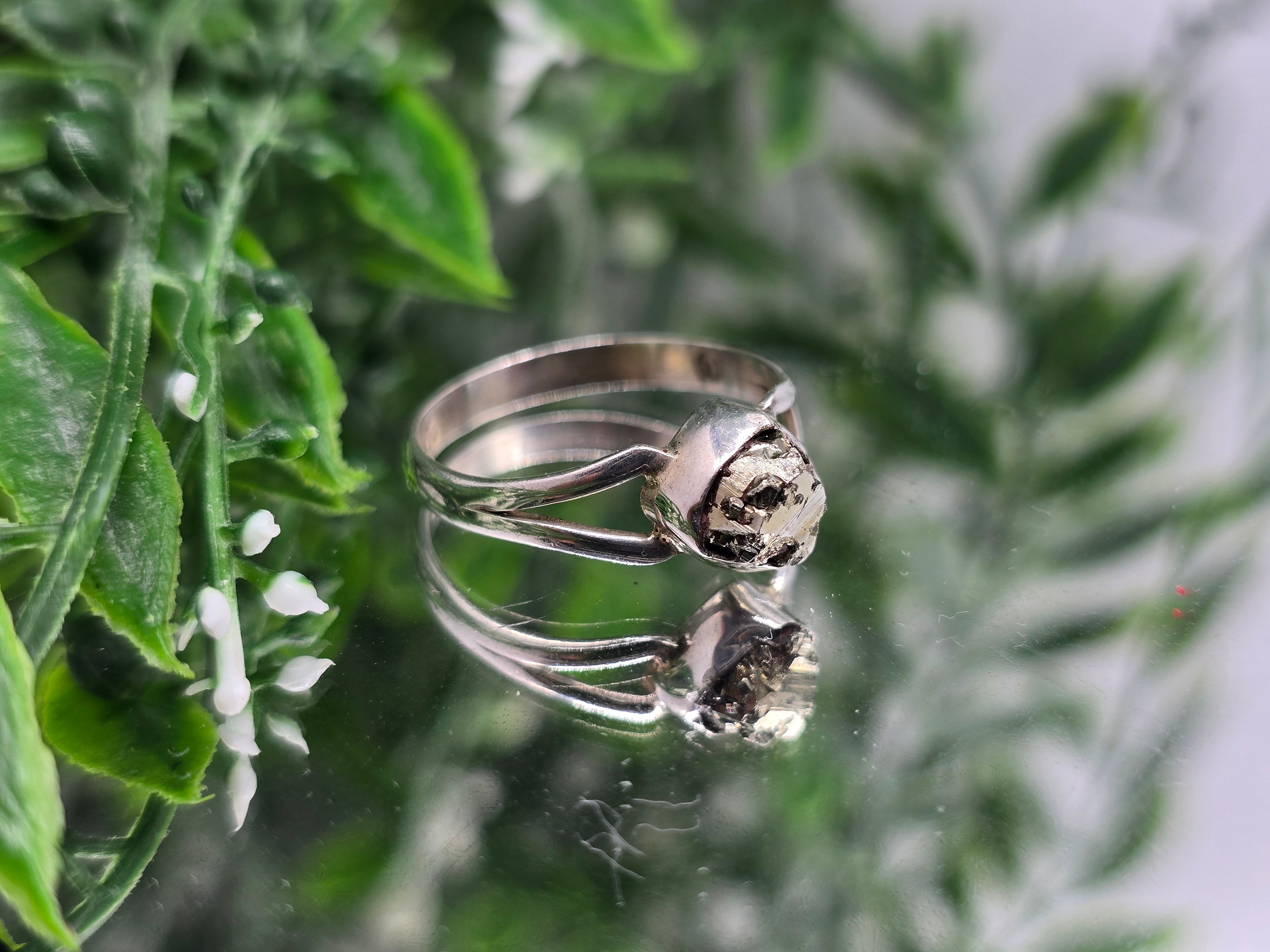 ✨ Pyrite 925 Sterling Silver Ring – Size 8.5 from Peru | Stone of Protection, Wealth & Empowered Confidence Crystal Wellness