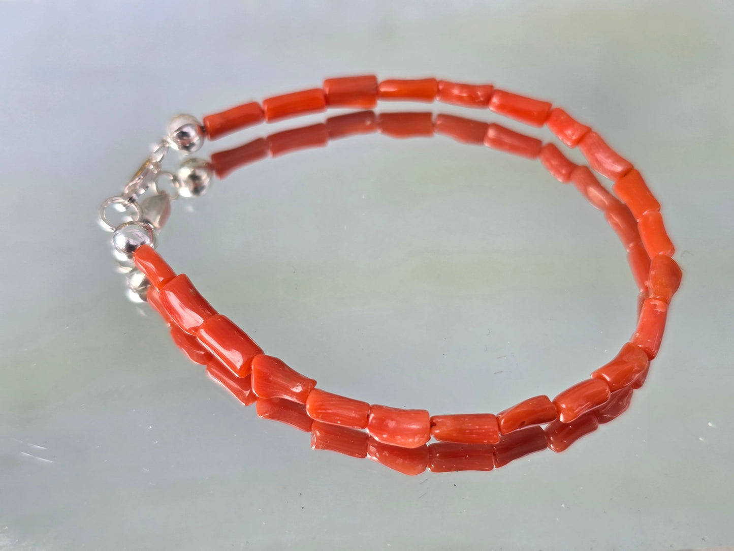 Genuine Mediterranean Red Coral Barrel 3mm Beads Bracelet – Stone of Vitality, Protection & Courage Crystal Wellness