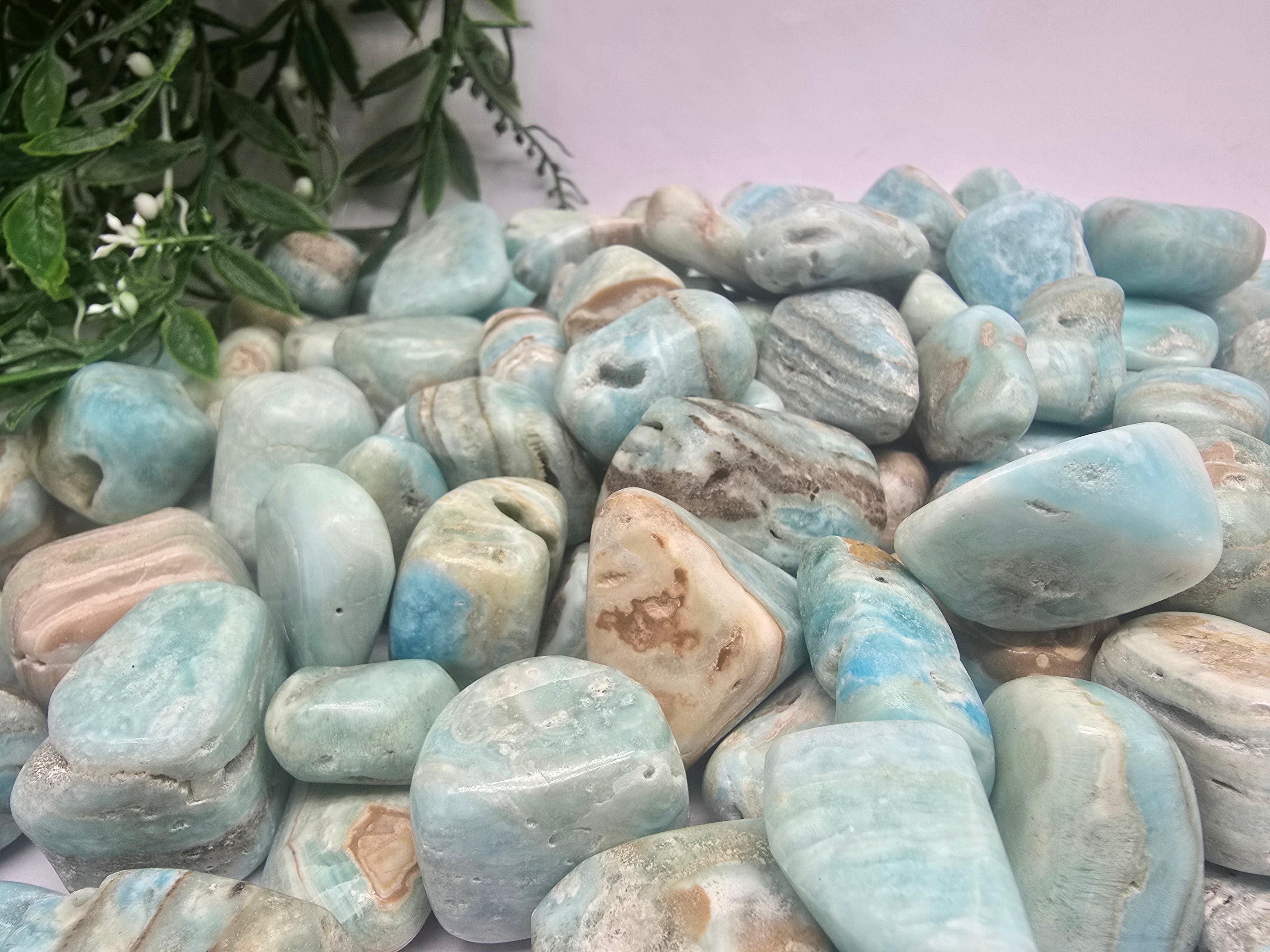 Caribbean Blue Calcite Tumbled Stone Crystal Wellness