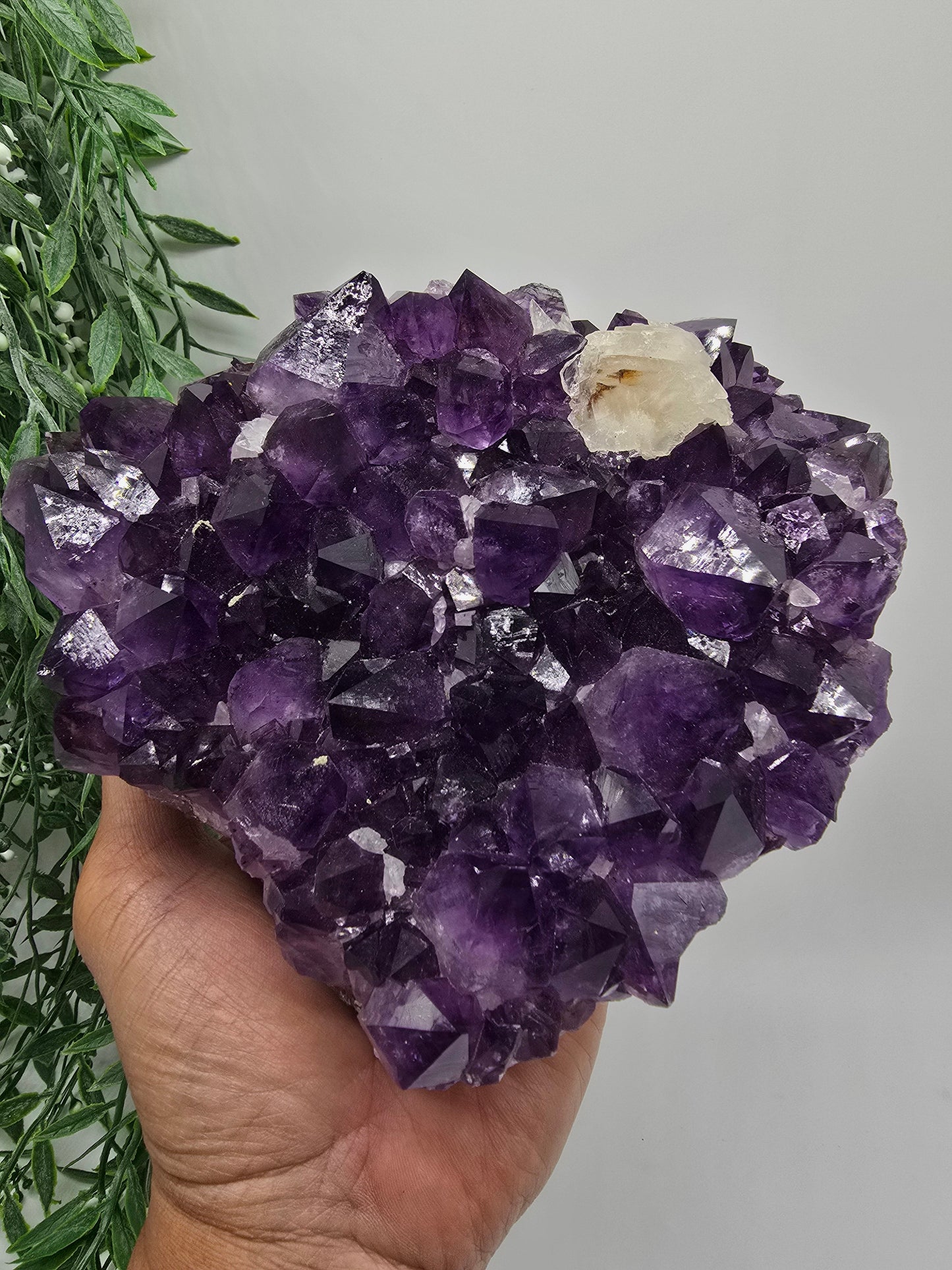 Amethyst Cluster with Calcite – Rare-AAAA Grade, 2kg Crystal Wellness