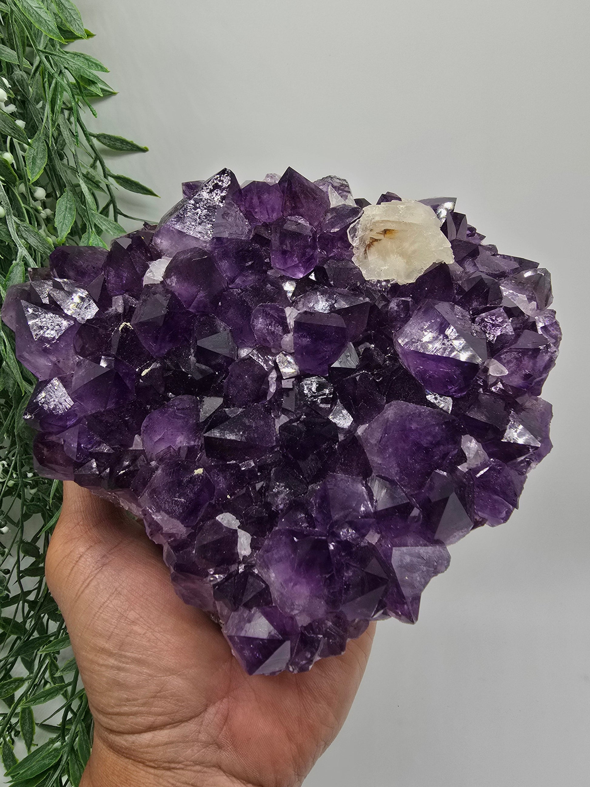 Amethyst Cluster with Calcite – Rare-AAAA Grade, 2kg Crystal Wellness