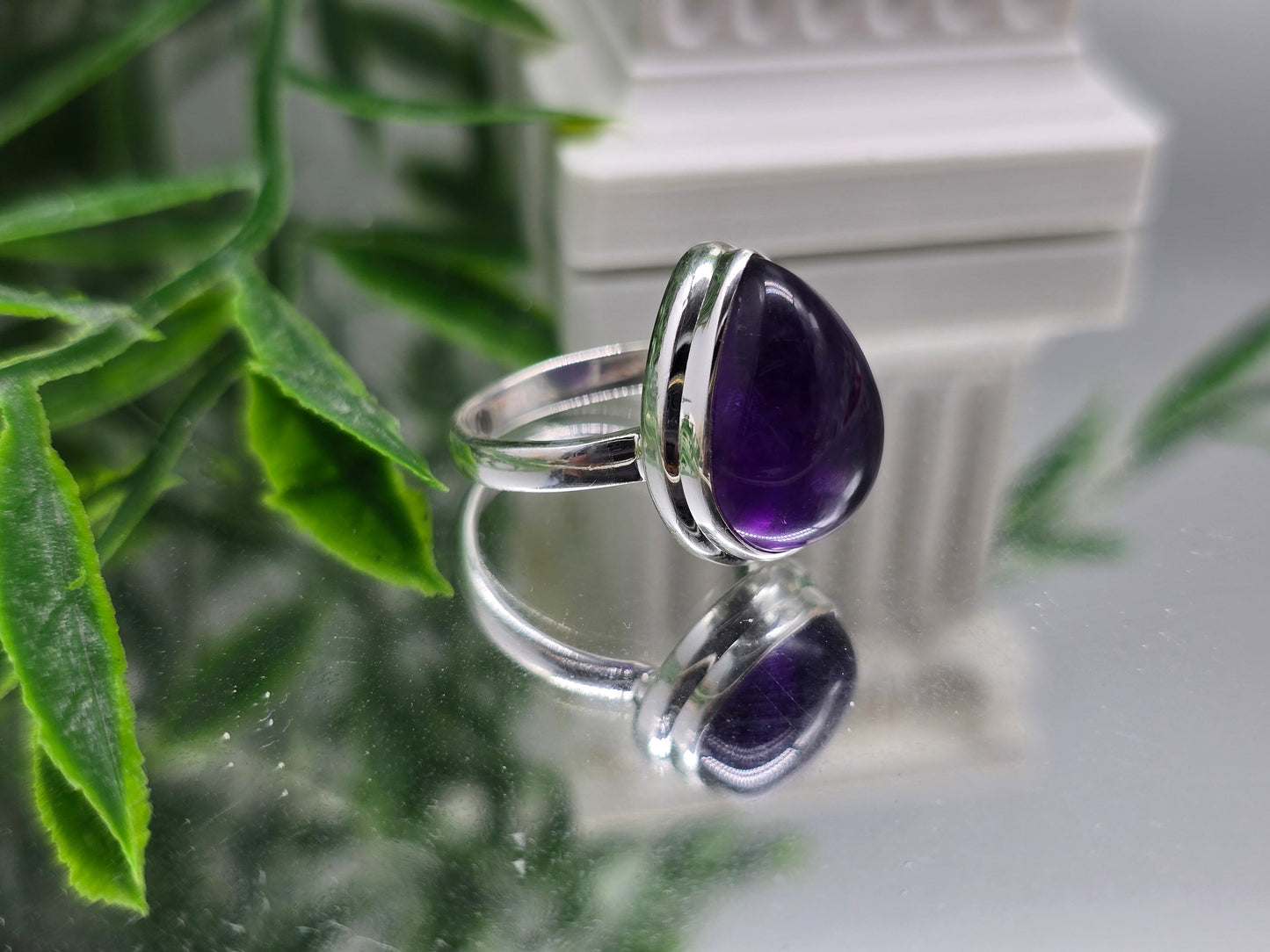 Premium Amethyst 925 Sterling Silver Ring – Stone Of Spiritual Clarity & Inner Peace | Size 5.5 Crystal Wellness