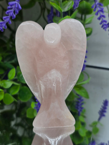 Rose Quartz Angel Carving – Guardian of Unconditional Love & Emotional Healing Crystal Wellness