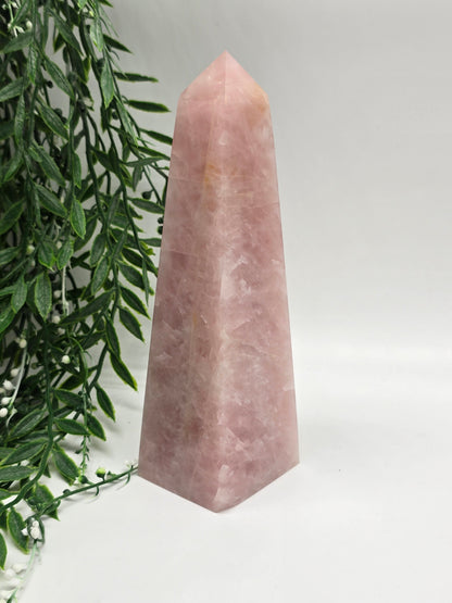 Rose Quartz Obelisk High Grade – Radiant Love & Heart Healing (210mm x 60mm) Crystal Wellness