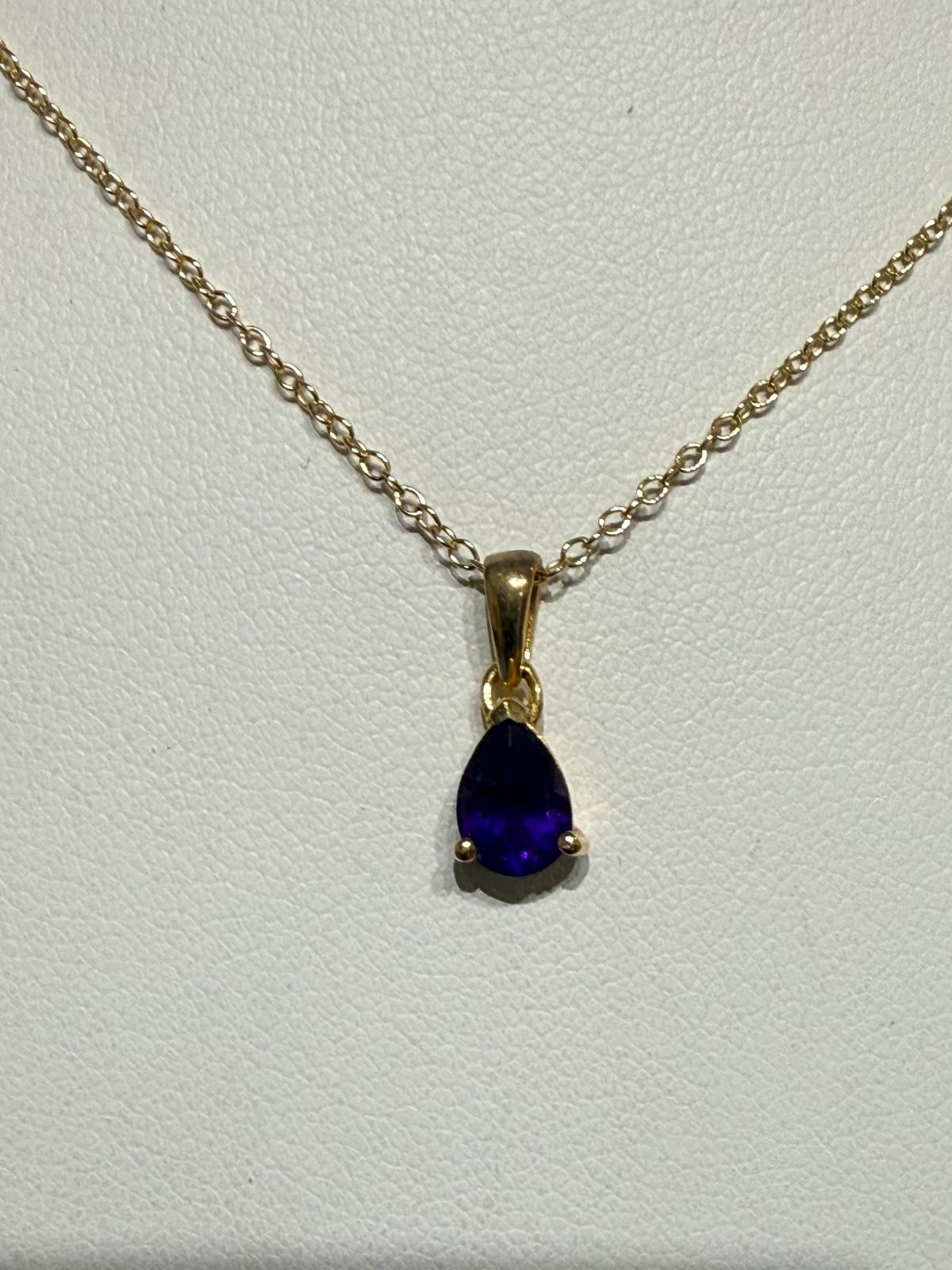 Amethyst Radiance Teardrop Pendant in 18ct Gold Vermeil Crystal Wellness