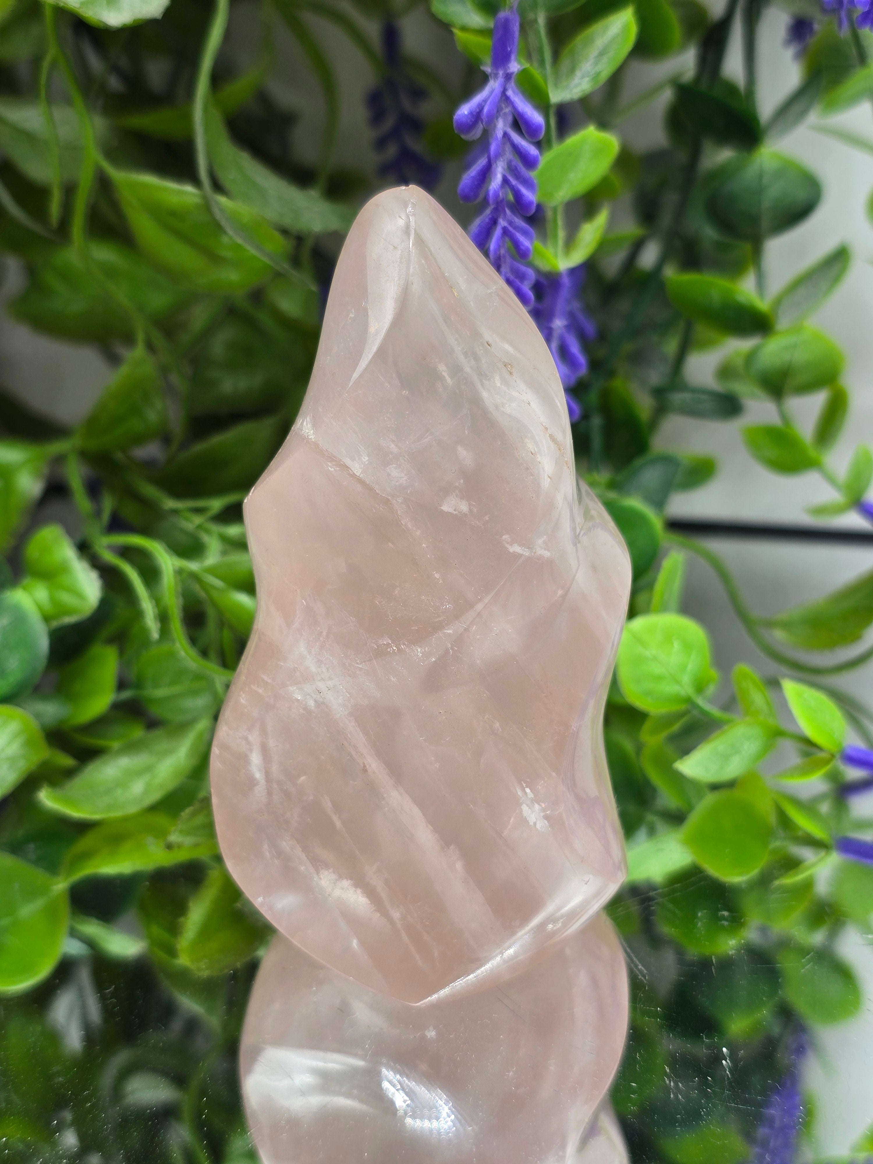 🌸 Brazilian Rose Quartz Fire Flame — “Stone of Love & Emotional Healing” Crystal Wellness